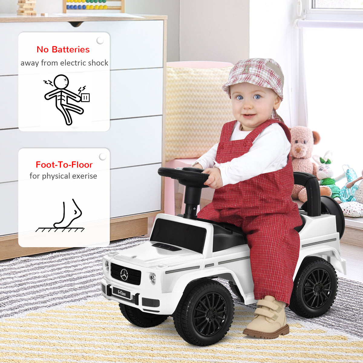 Compatible Baby Toddler Push Car Foot-to-Floor Ride-On Wheel Mercedes-Benz G350 Licensed-Toys & Games > Baby & Toddler Toys > Riding & Rocking Toys > Push Cars for Toddlers-DECOROLALA