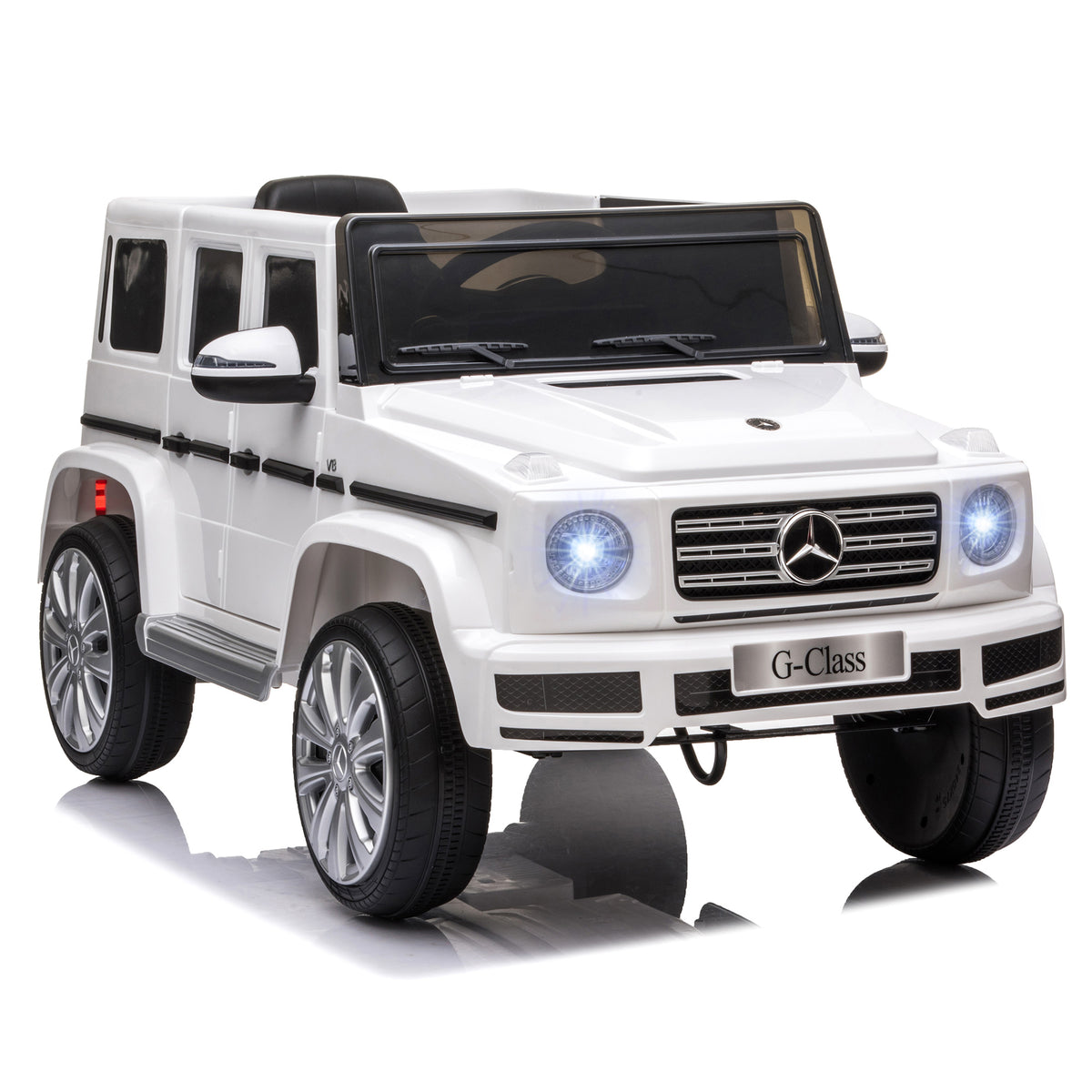 Mercedes Benz G500 Licensed 12V Kids Ride on Car with Remote Control, Music, Lights, MP3 for 37-96 months, White-Toys & Games > Baby & Toddler Toys > Electric Ride-On Toys > Electric Toy Cars-DECOROLALA