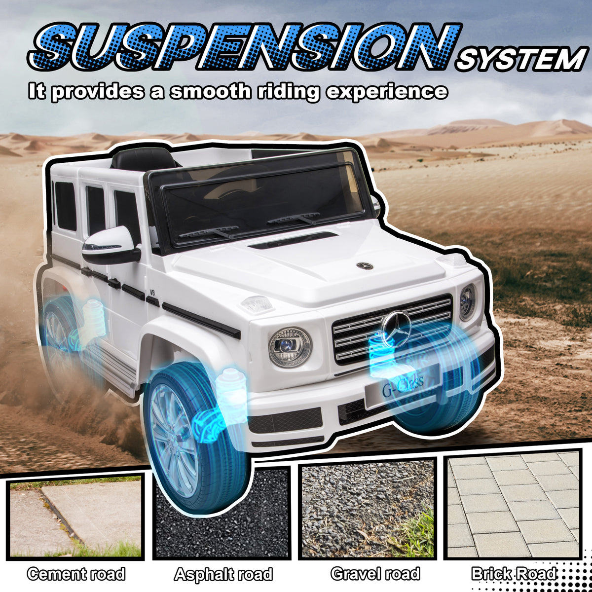 Mercedes Benz G500 Licensed 12V Kids Ride on Car with Remote Control, Music, Lights, MP3 for 37-96 months, White-Toys & Games > Baby & Toddler Toys > Electric Ride-On Toys > Electric Toy Cars-DECOROLALA