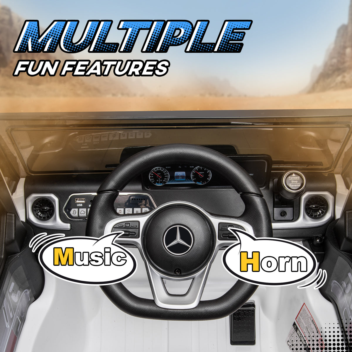 Mercedes Benz G500 Licensed 12V Kids Ride on Car with Remote Control, Music, Lights, MP3 for 37-96 months, White-Toys & Games > Baby & Toddler Toys > Electric Ride-On Toys > Electric Toy Cars-DECOROLALA