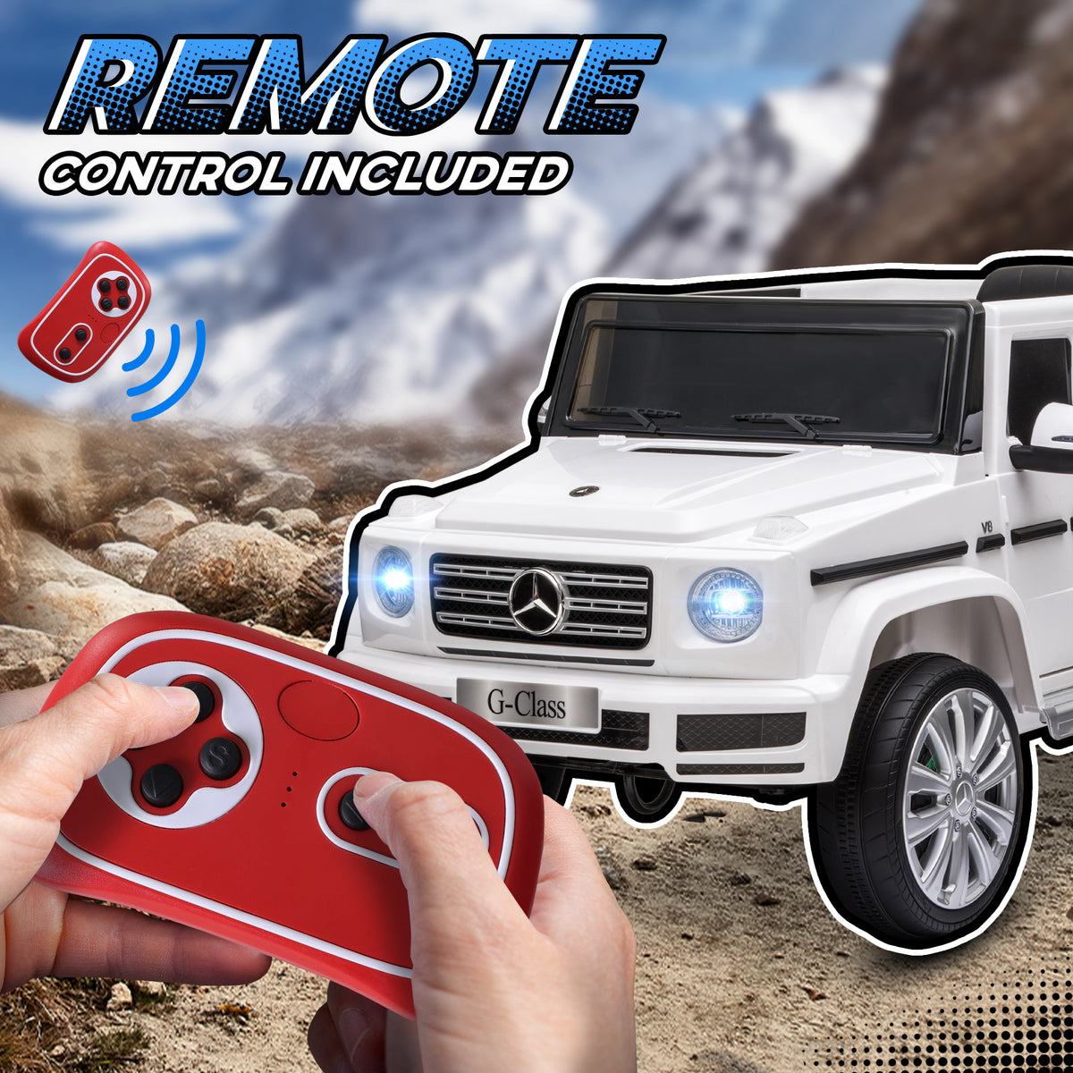 Mercedes Benz G500 Licensed 12V Kids Ride on Car with Remote Control, Music, Lights, MP3 for 37-96 months, White-Toys & Games > Baby & Toddler Toys > Electric Ride-On Toys > Electric Toy Cars-DECOROLALA