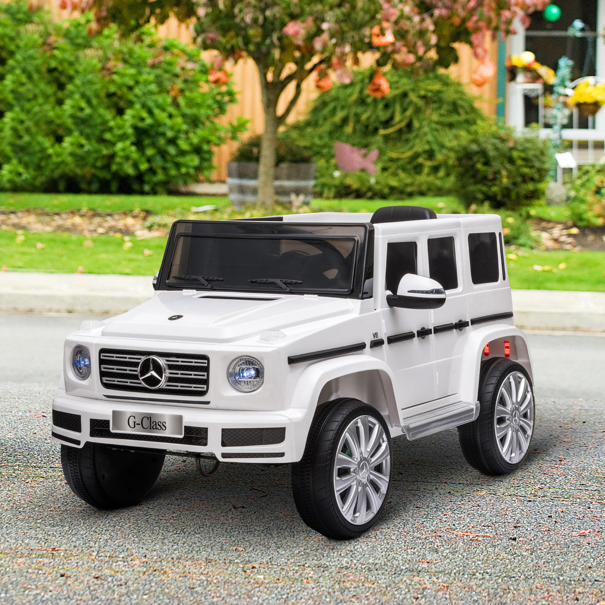 Mercedes Benz G500 Licensed 12V Kids Ride on Car with Remote Control, Music, Lights, MP3 for 37-96 months, White-Toys & Games > Baby & Toddler Toys > Electric Ride-On Toys > Electric Toy Cars-DECOROLALA