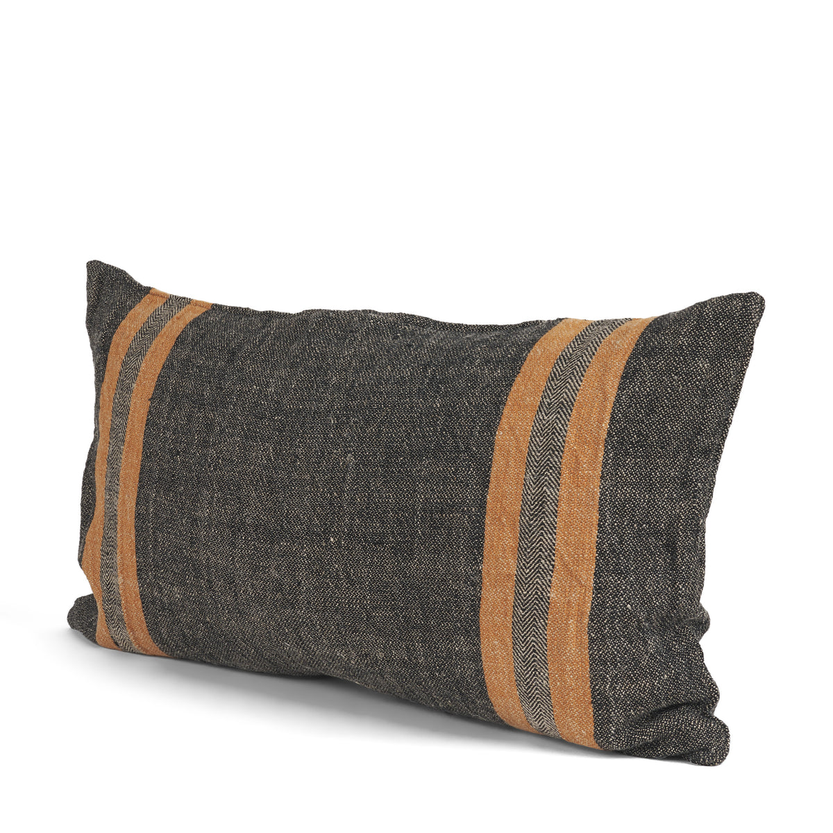 Mercer 14x26 Lumbar Black w/ Orange Stripes Decorative Pillow Cover-Decorative Pillows-DECOROLALA