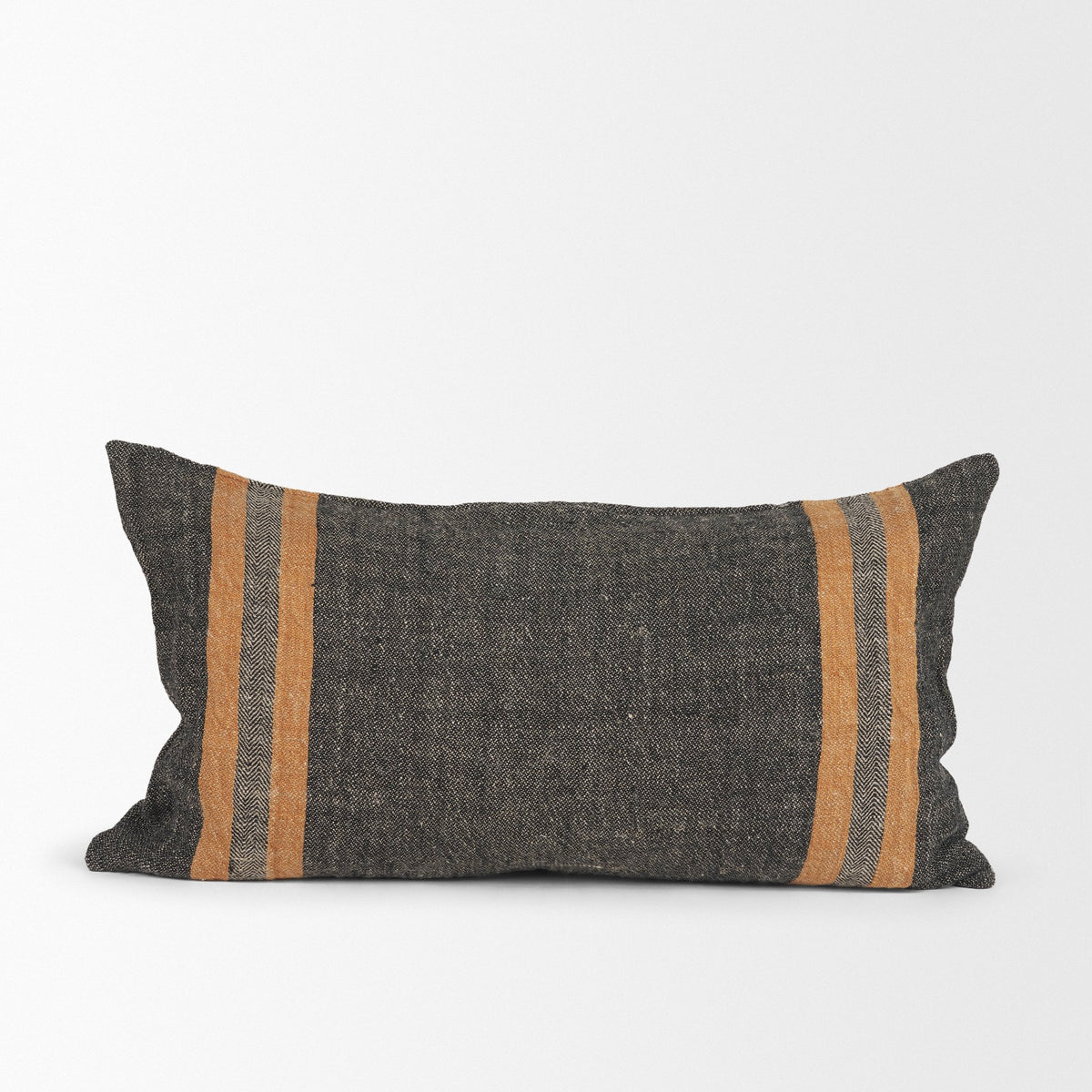 Mercer 14x26 Lumbar Black w/ Orange Stripes Decorative Pillow Cover-Decorative Pillows-DECOROLALA