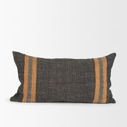 Mercer 14x26 Lumbar Black w/ Orange Stripes Pillow Cover w/Down Filler-Decorative Pillows-DECOROLALA