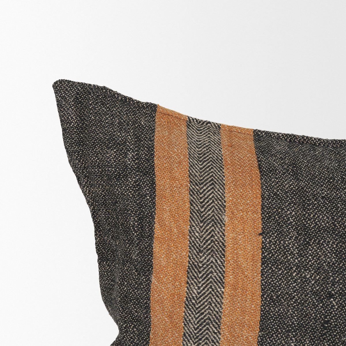 Mercer 14x26 Lumbar Black w/ Orange Stripes Pillow Cover w/Down Filler-Decorative Pillows-DECOROLALA