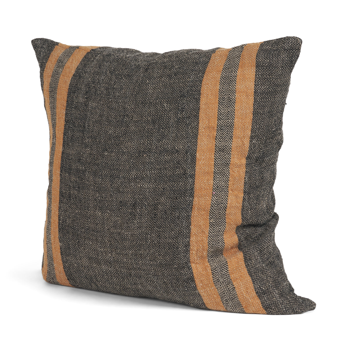Mercer 20x20 Square Black w/Orange Stripes Pillow Cover w/Down Filler-Decorative Pillows-DECOROLALA