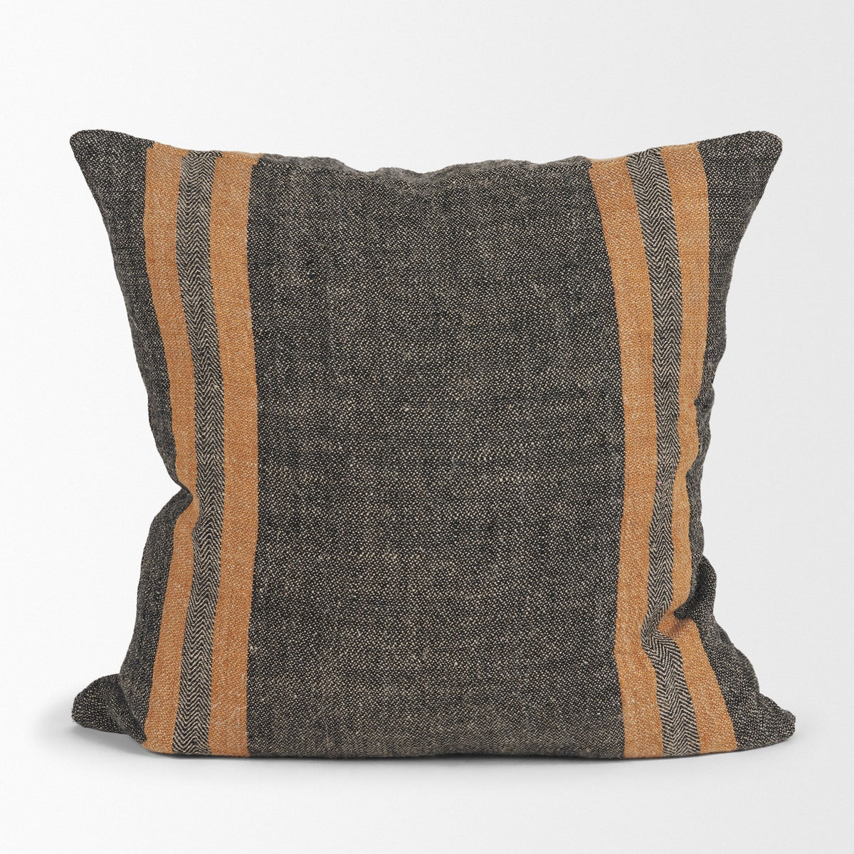 Mercer 20x20 Square Black w/Orange Stripes Pillow Cover w/Down Filler-Decorative Pillows-DECOROLALA