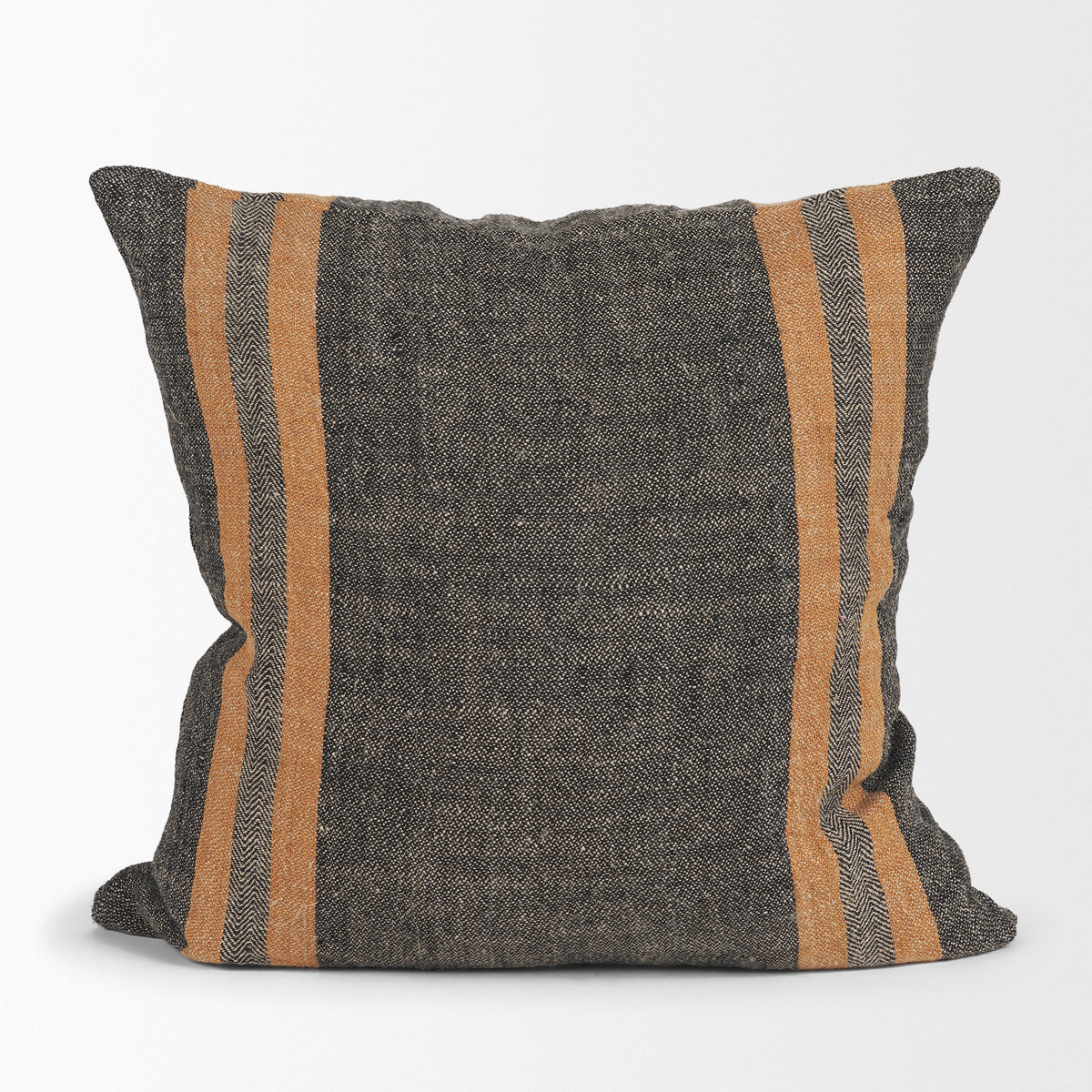 Mercer 20x20 Square Black w/Orange Stripes Pillow Cover w/Non-Allergen Filler-Decorative Pillows-DECOROLALA