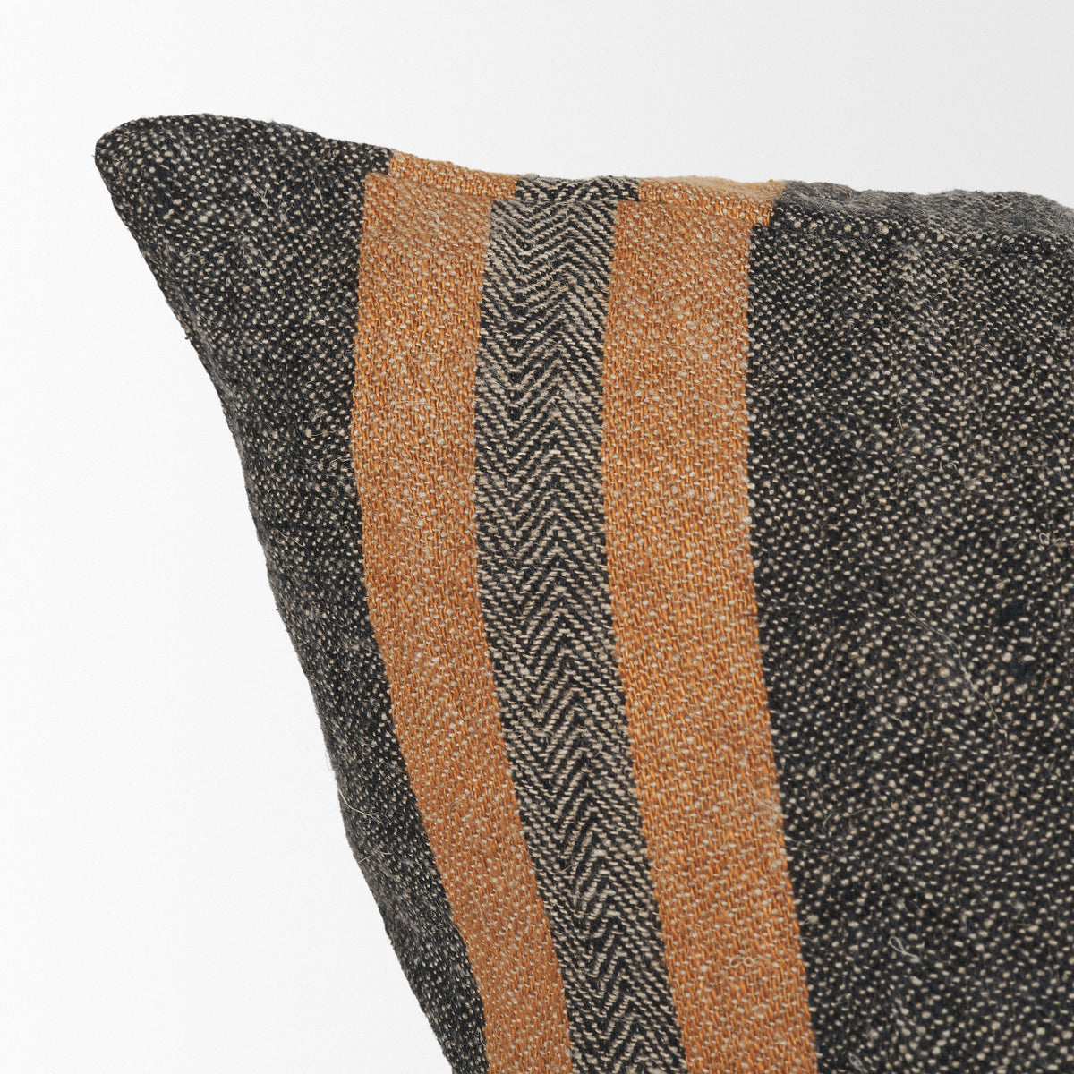 Mercer 20x20 Square Black w/Orange Stripes Pillow Cover w/Non-Allergen Filler-Decorative Pillows-DECOROLALA