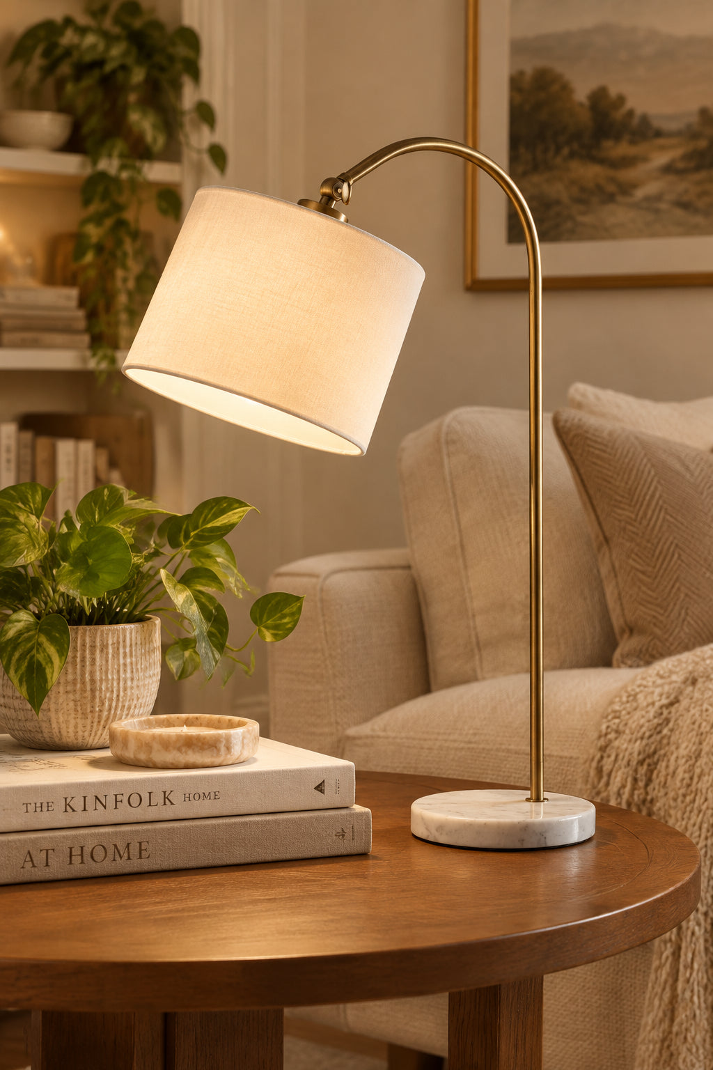 Meredith Table Lamp - Antique Brass 23.5" Marble-Lighting-DECOROLALA