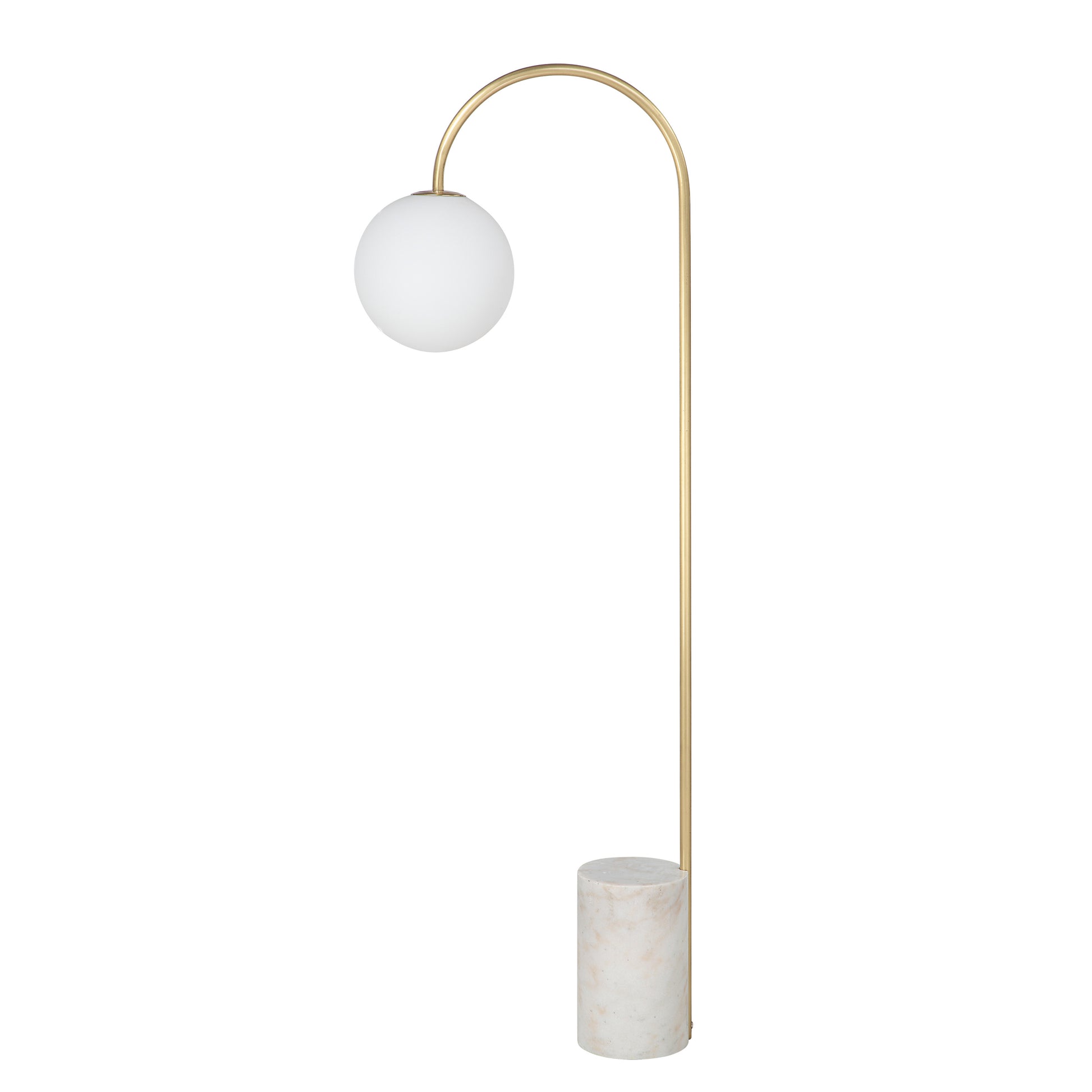 Merlot 62" Tall Satin Brass Floor Lamp with Globe Glass Shade-Floor Lamp-DECOROLALA