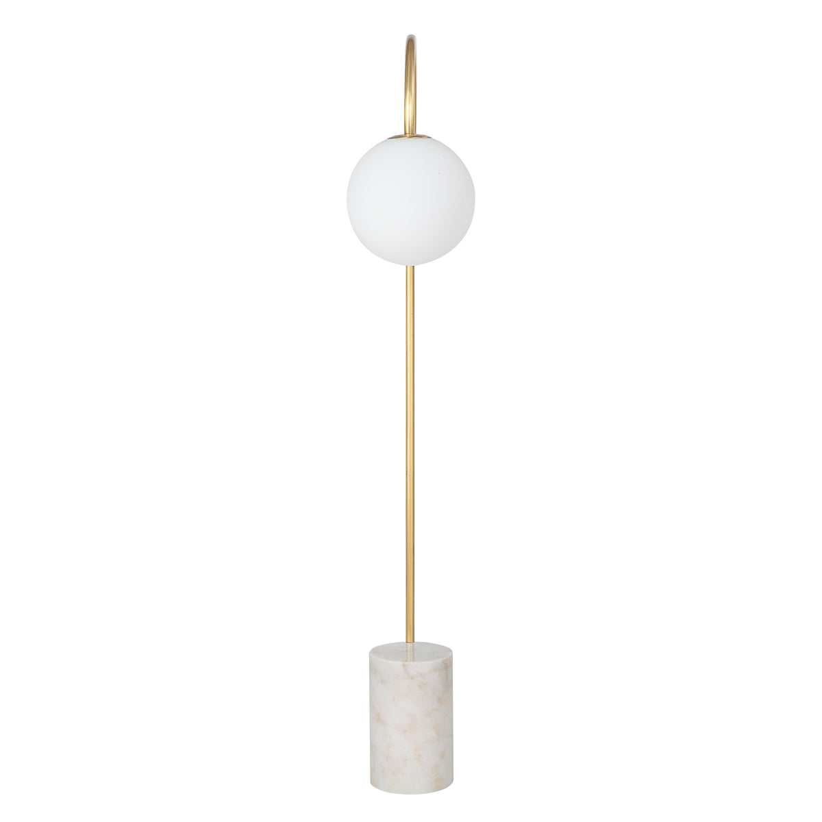 Merlot 62" Tall Satin Brass Floor Lamp with Globe Shade-Floor Lamps-DECOROLALA
