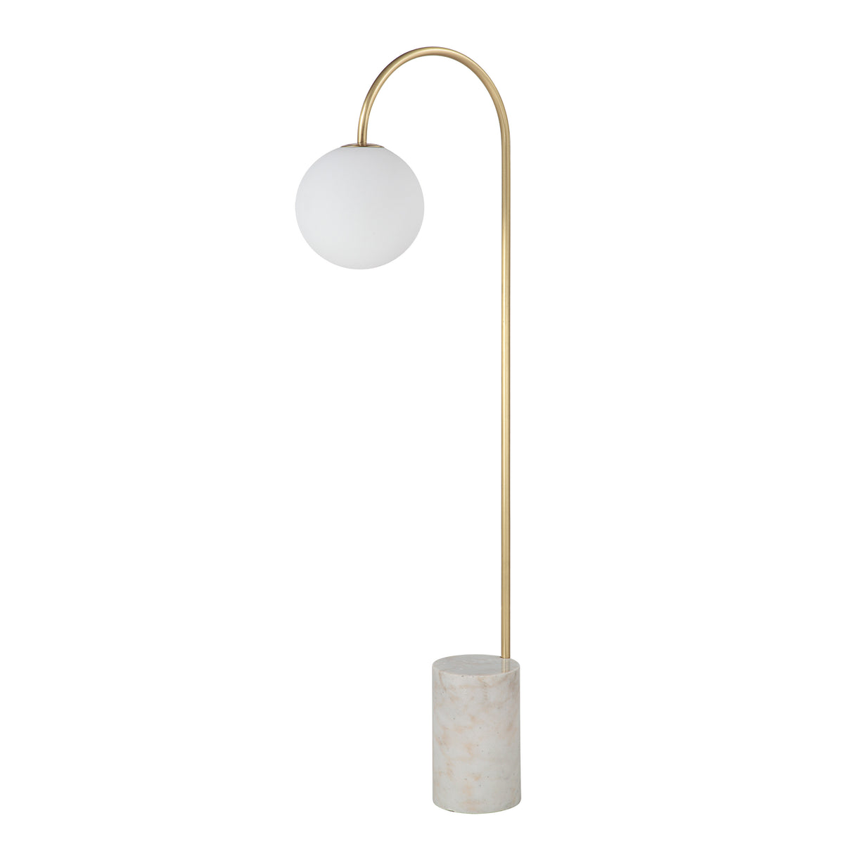 Merlot 62" Tall Satin Brass Floor Lamp with Globe Shade-Floor Lamps-DECOROLALA