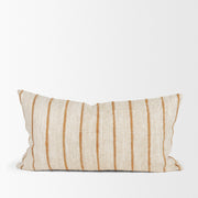 Merrick 14x26 Lumbar Natural Beige w/ Orange Stripes Decorative Pillow-Decorative Pillows-DECOROLALA