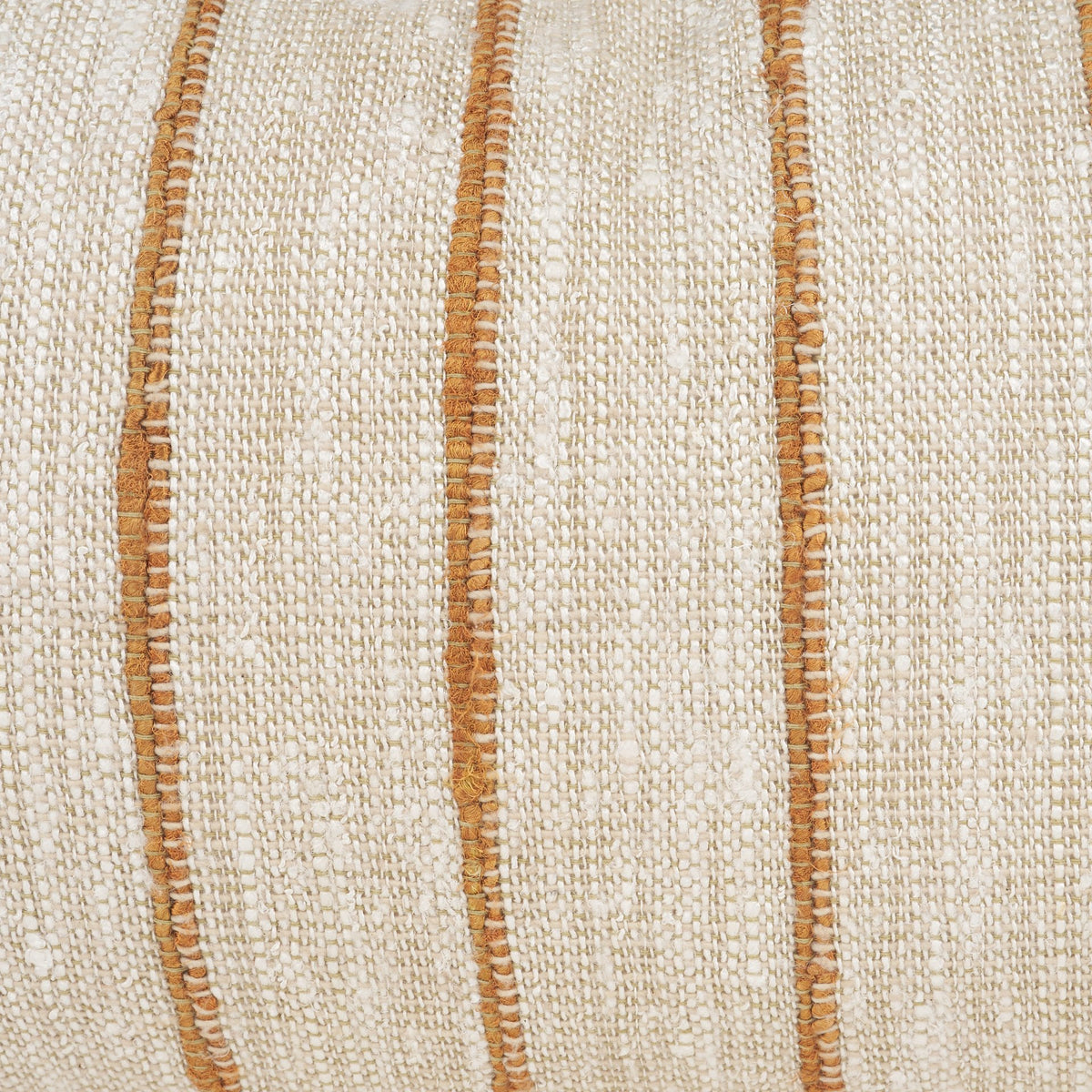 Merrick 14x26 Lumbar Natural Beige w/ Orange Stripes Decorative Pillow-Decorative Pillows-DECOROLALA