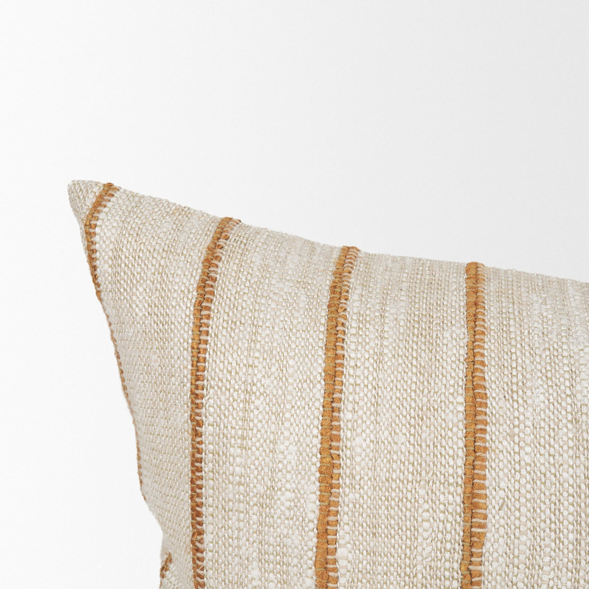 Merrick 14x26 Lumbar Natural Beige w/ Orange Stripes Decorative Pillow-Decorative Pillows-DECOROLALA
