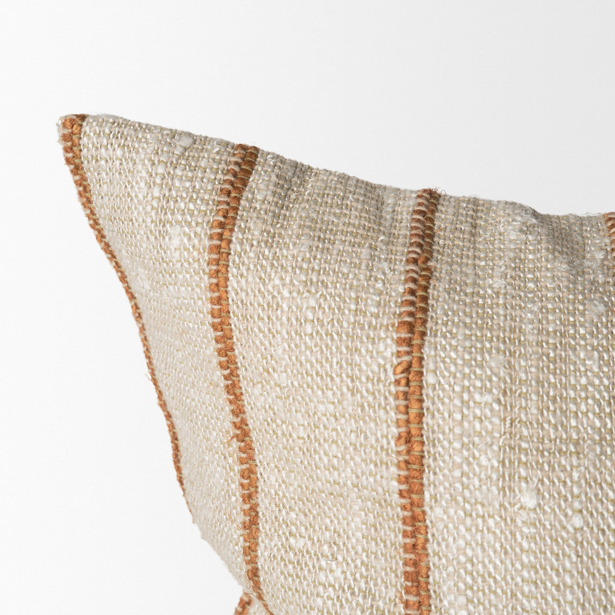 Merrick 22x22 Square Natural Beige w/ Orange Stripes Decorative Pillow-Decorative Pillows-DECOROLALA