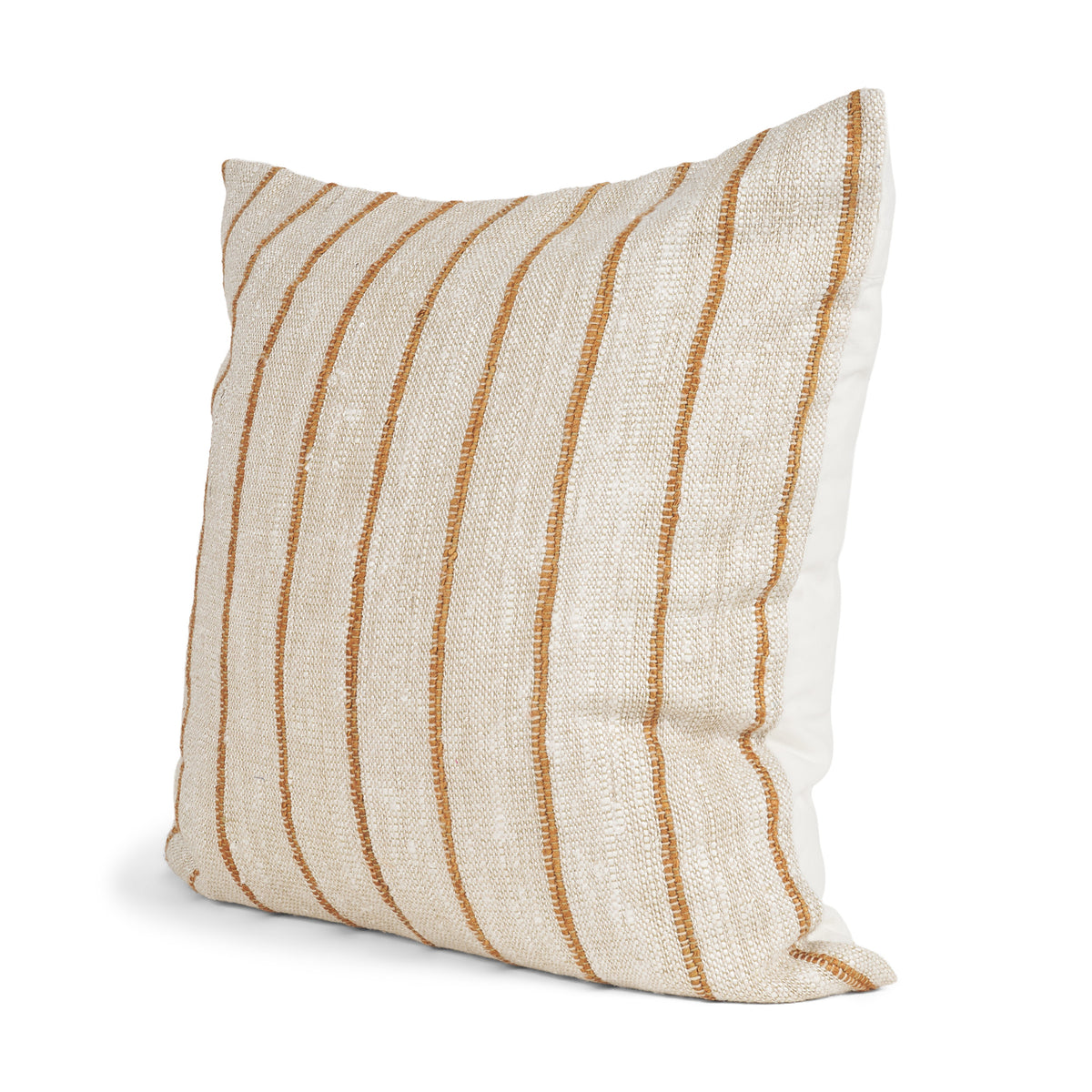 Merrick 22x22 Square Natural Beige w/ Orange Stripes Decorative Pillow-Decorative Pillows-DECOROLALA