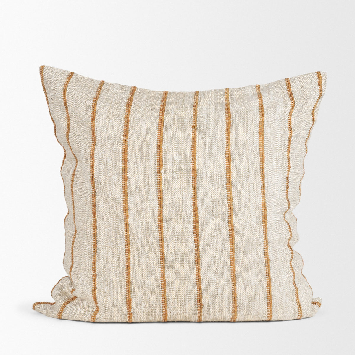 Merrick Square Beige & Orange Striped Pillow (min order qty 2)-Decorative Pillows-DECOROLALA