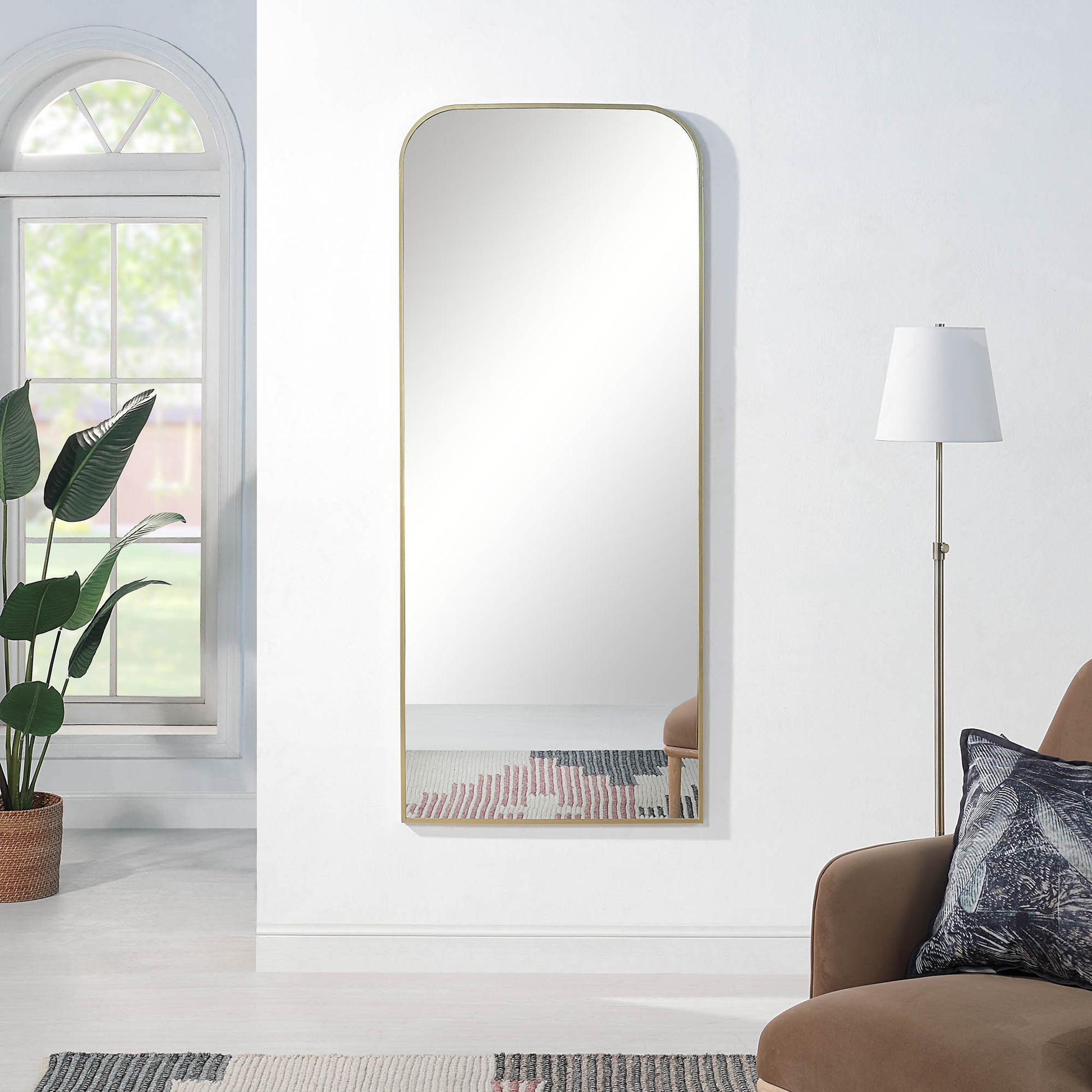 Meryem 72" Tall Rectangle Full Length Mirror, Yellow-Full Length Mirror-DECOROLALA