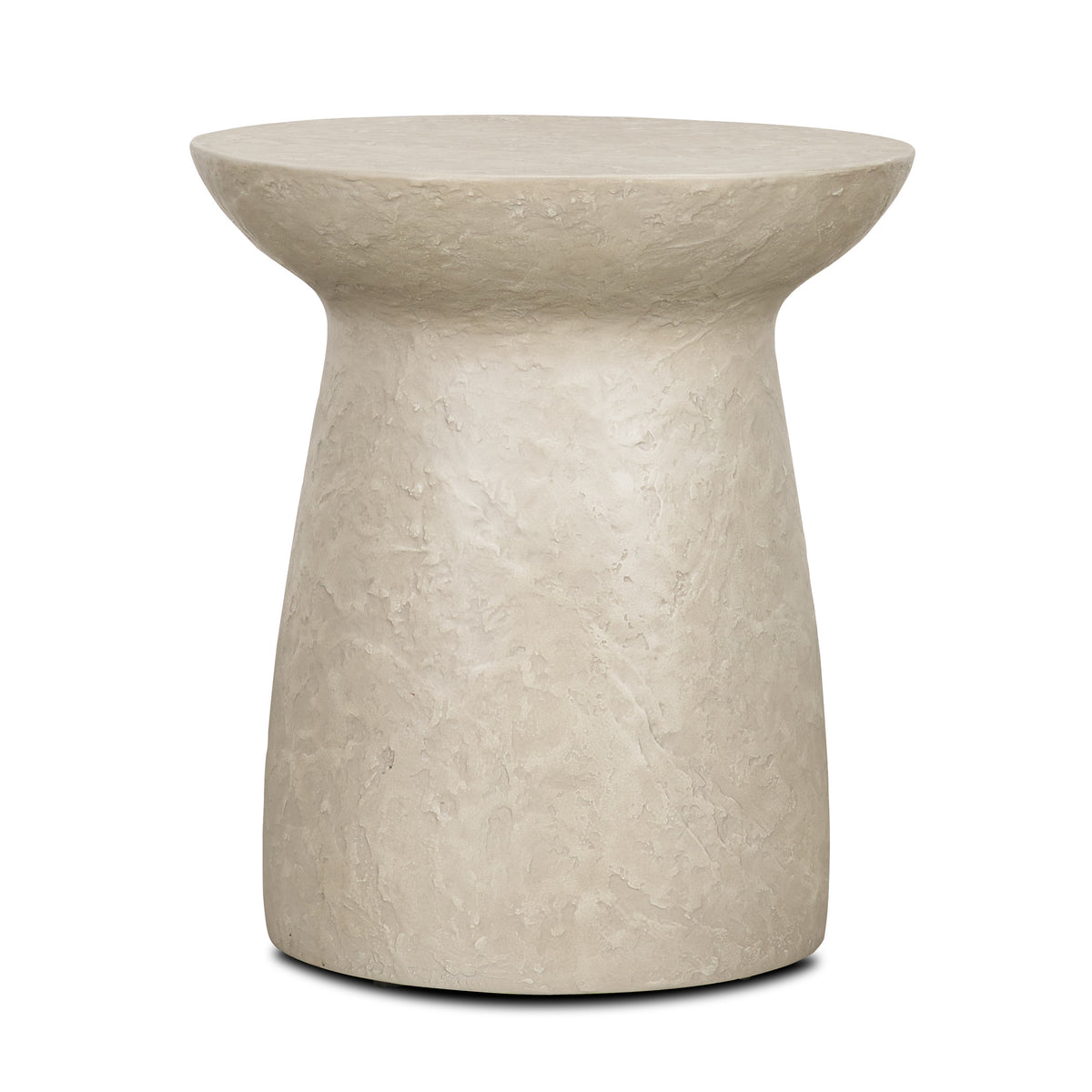 Mesa Round Stone Finish Pillar Accent Table-Accent Tables-DECOROLALA