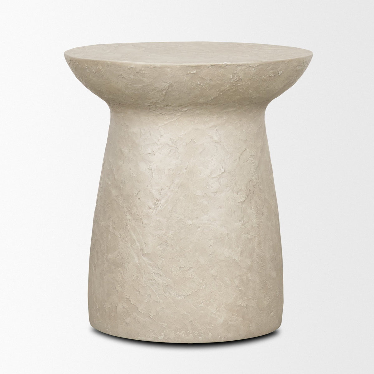 Mesa Round Stone Finish Pillar Accent Table-Accent Tables-DECOROLALA