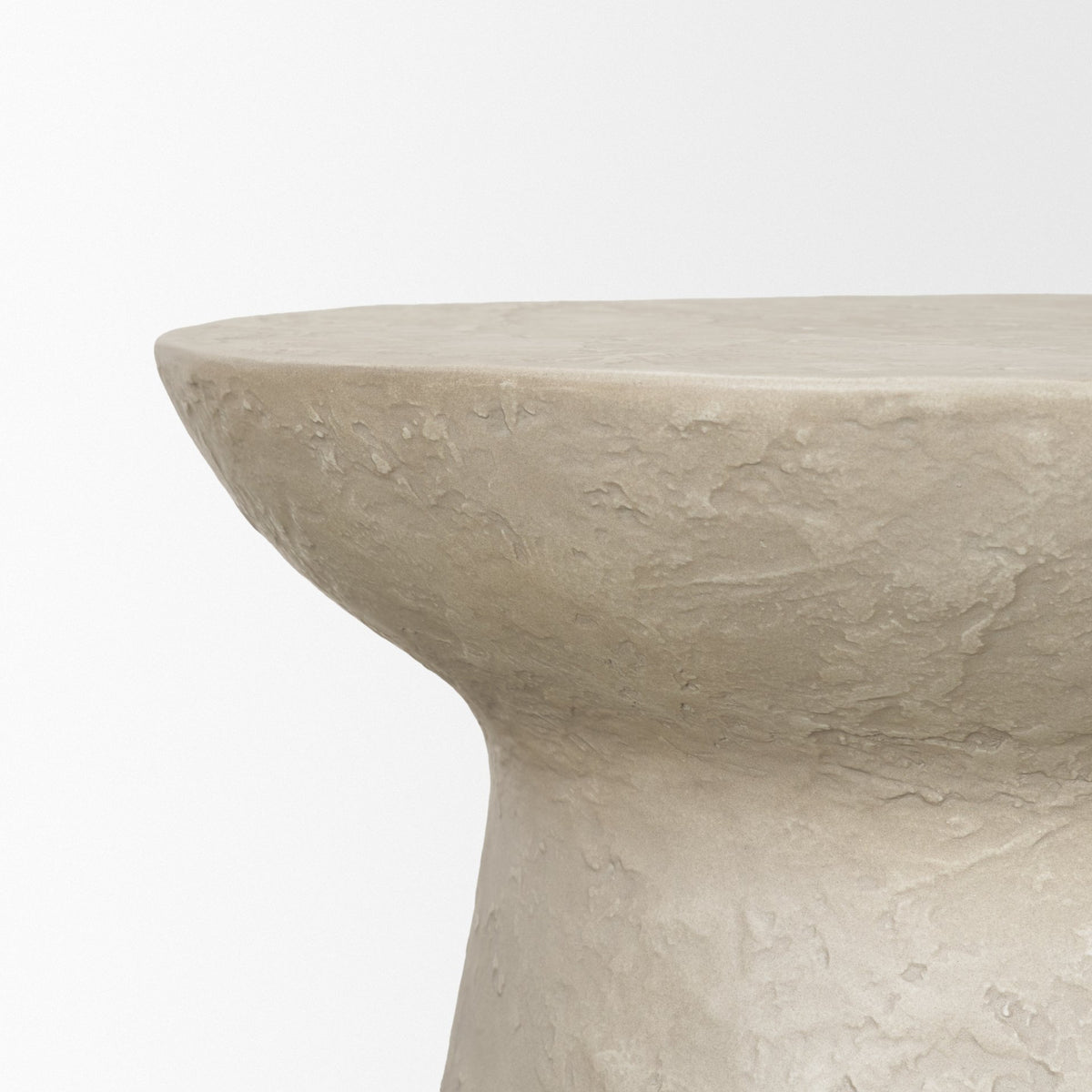 Mesa Round Stone Finish Pillar Accent Table-Accent Tables-DECOROLALA