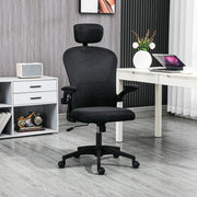 Mesh Office Chair - 4D Lumbar Support & Flip-up Arms, Black-Office Chairs-DECOROLALA