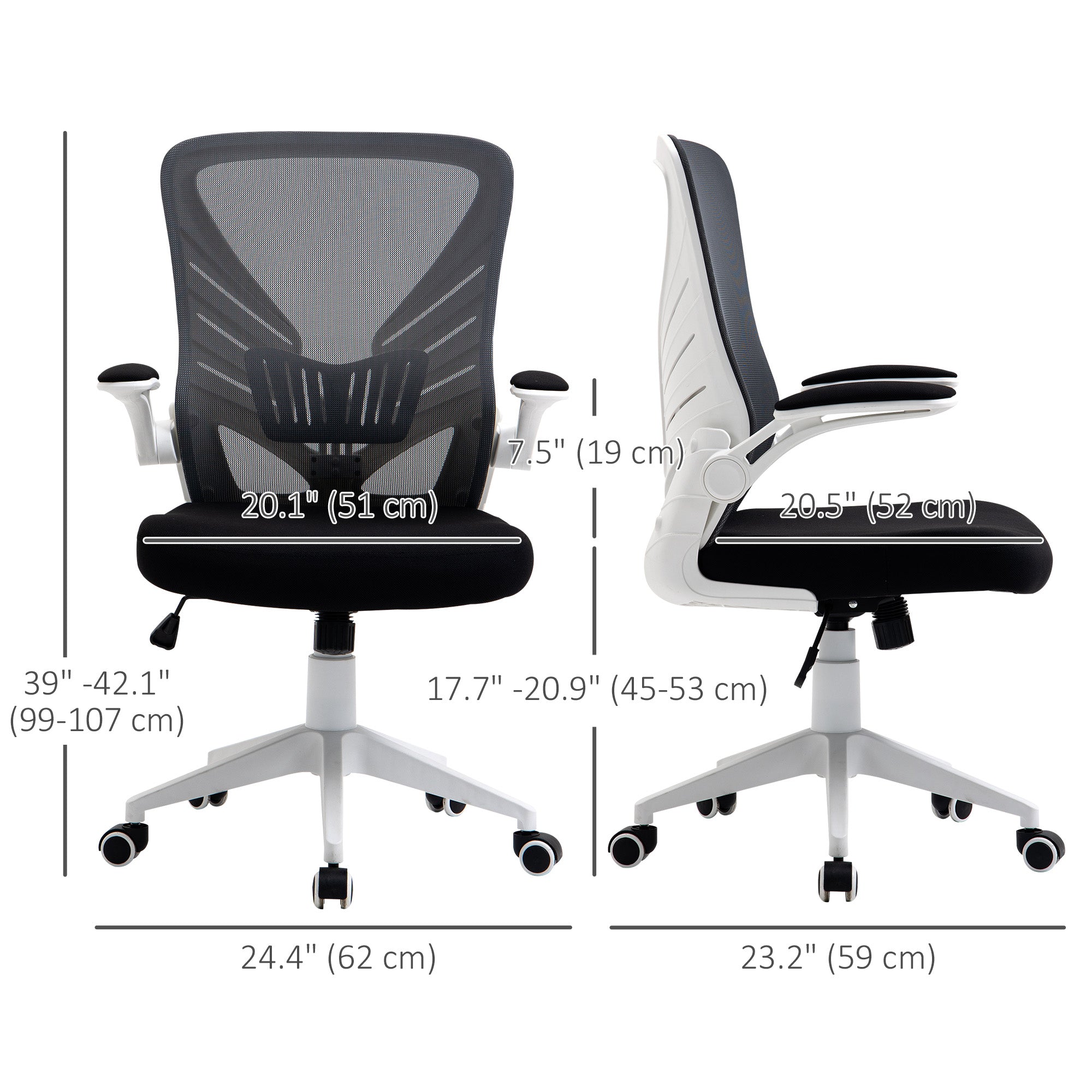 Mesh Office Chair - Ergonomic Swivel Desk Chair, Grey/Black-Office Products > Office Furniture > Office Chairs > Task Chairs-DECOROLALA
