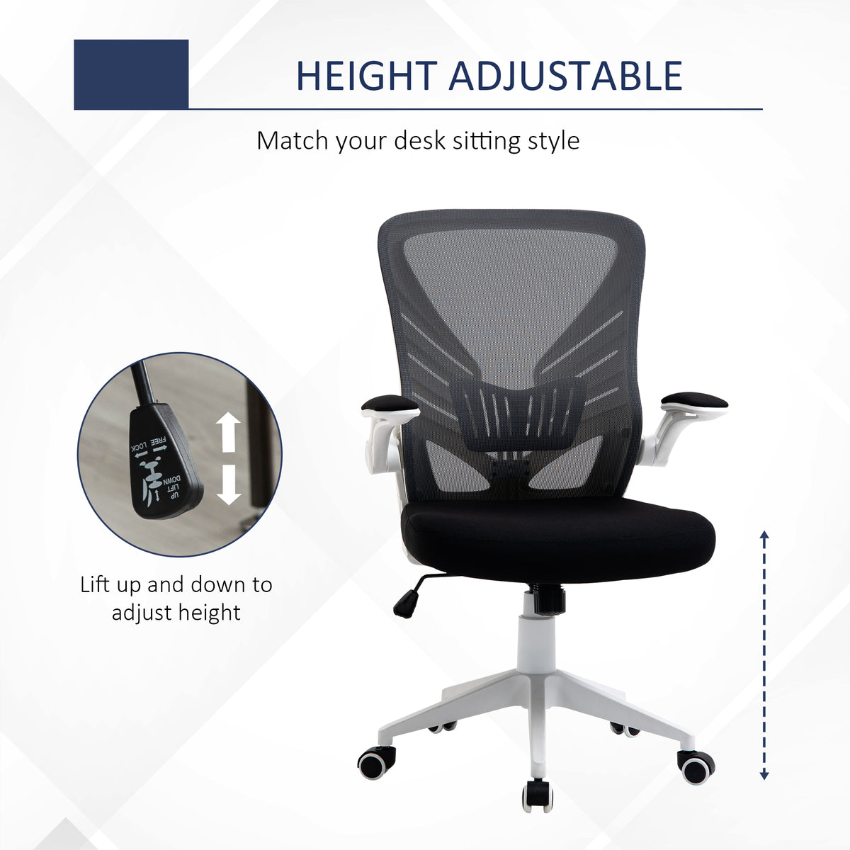 Mesh Office Chair - Ergonomic Swivel Desk Chair, Grey/Black-Office Products > Office Furniture > Office Chairs > Task Chairs-DECOROLALA