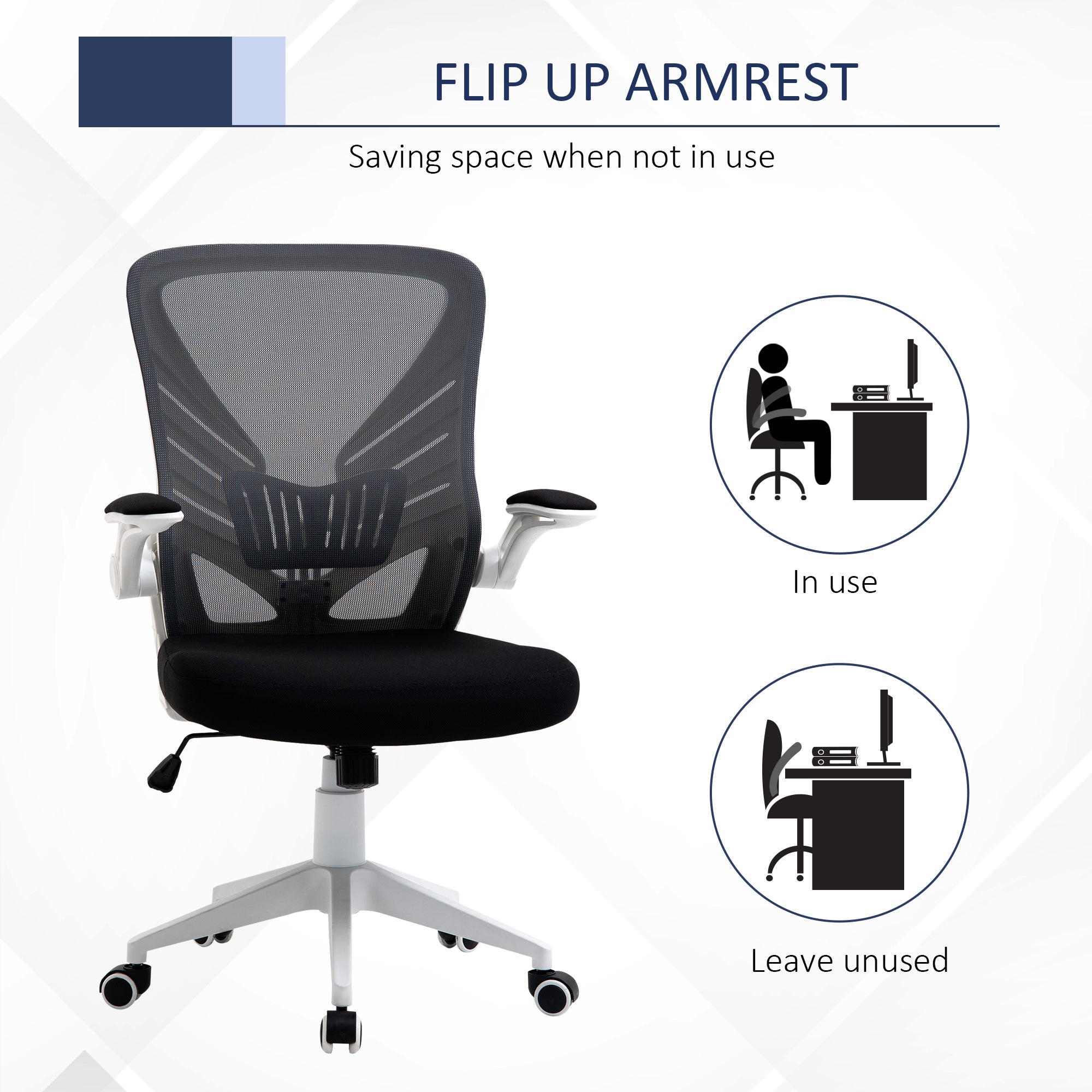 Mesh Office Chair - Ergonomic Swivel Desk Chair, Grey/Black-Office Products > Office Furniture > Office Chairs > Task Chairs-DECOROLALA