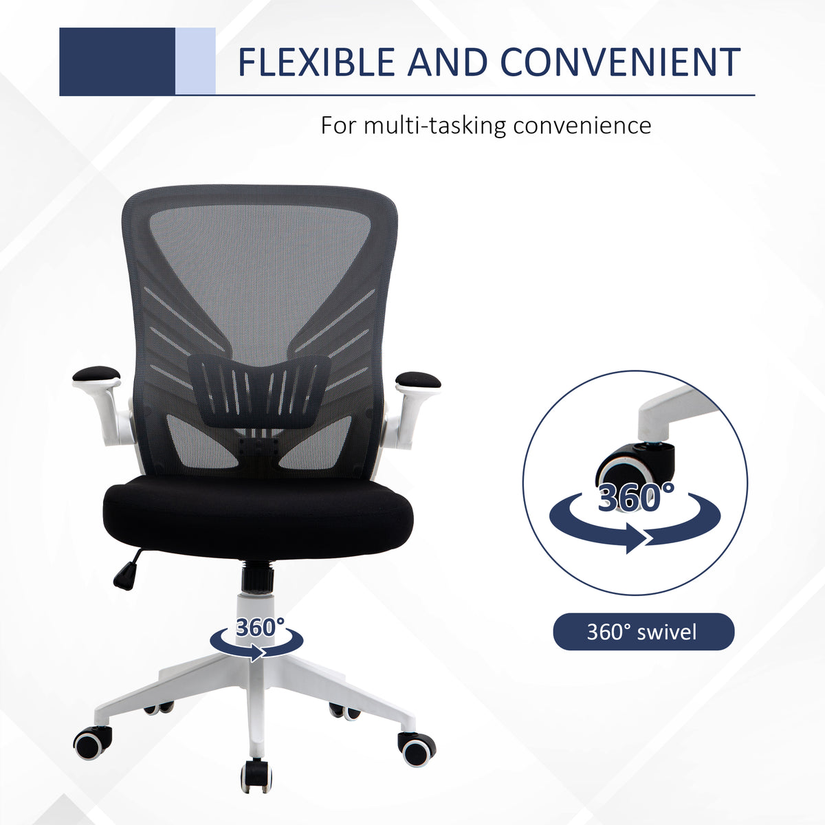 Mesh Office Chair - Ergonomic Swivel Desk Chair, Grey/Black-Office Products > Office Furniture > Office Chairs > Task Chairs-DECOROLALA