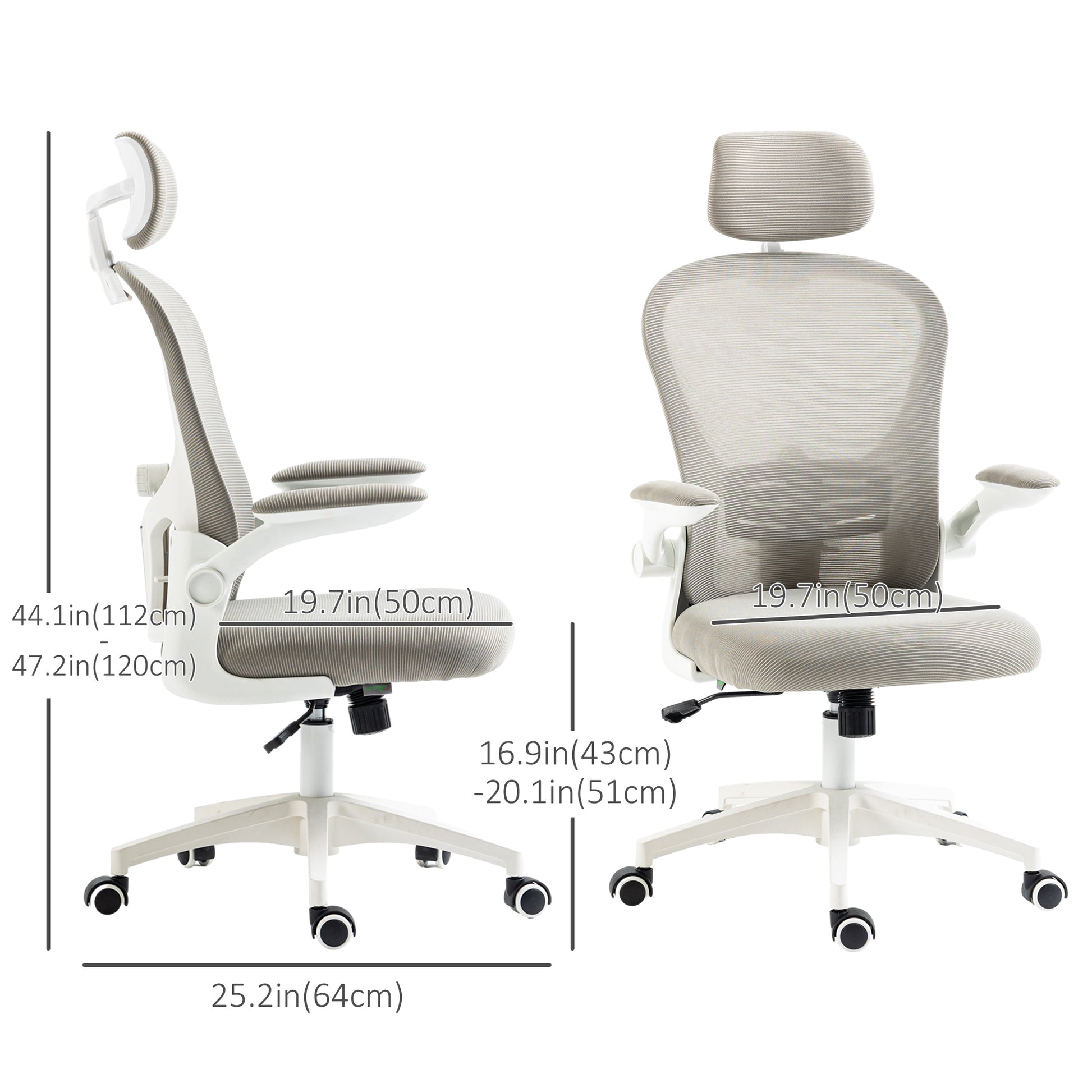 Mesh Office Chair - Grey with 4D Lumbar Support-Office Products > Office Furniture > Office Chairs > Task Chairs-DECOROLALA