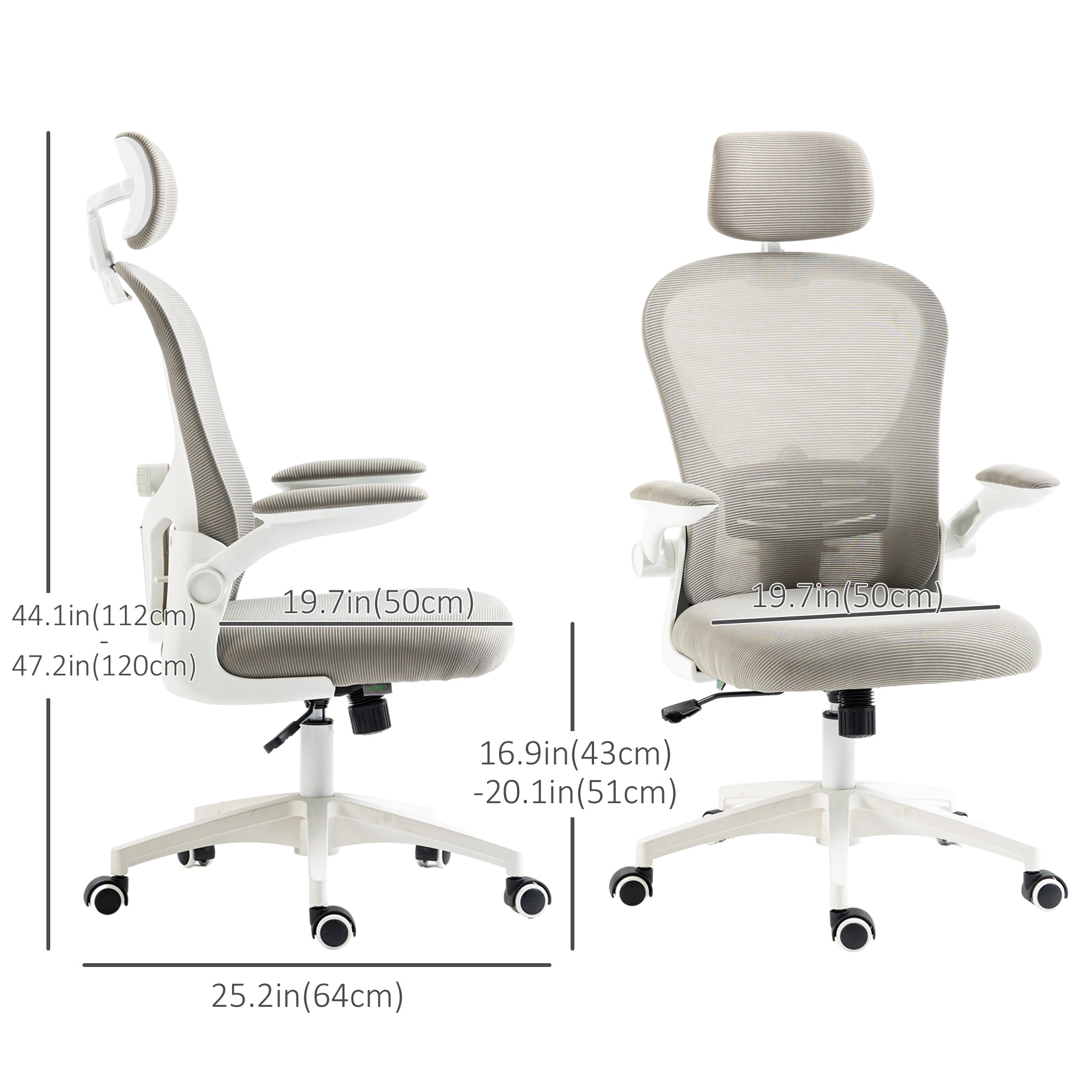 Mesh Office Chair - Grey with 4D Lumbar Support-Office Products > Office Furniture > Office Chairs > Task Chairs-DECOROLALA