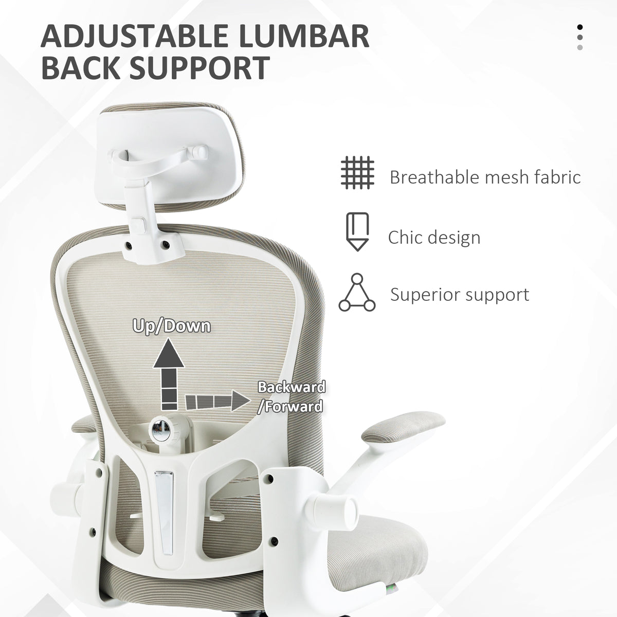 Mesh Office Chair - Grey with 4D Lumbar Support-Office Products > Office Furniture > Office Chairs > Task Chairs-DECOROLALA