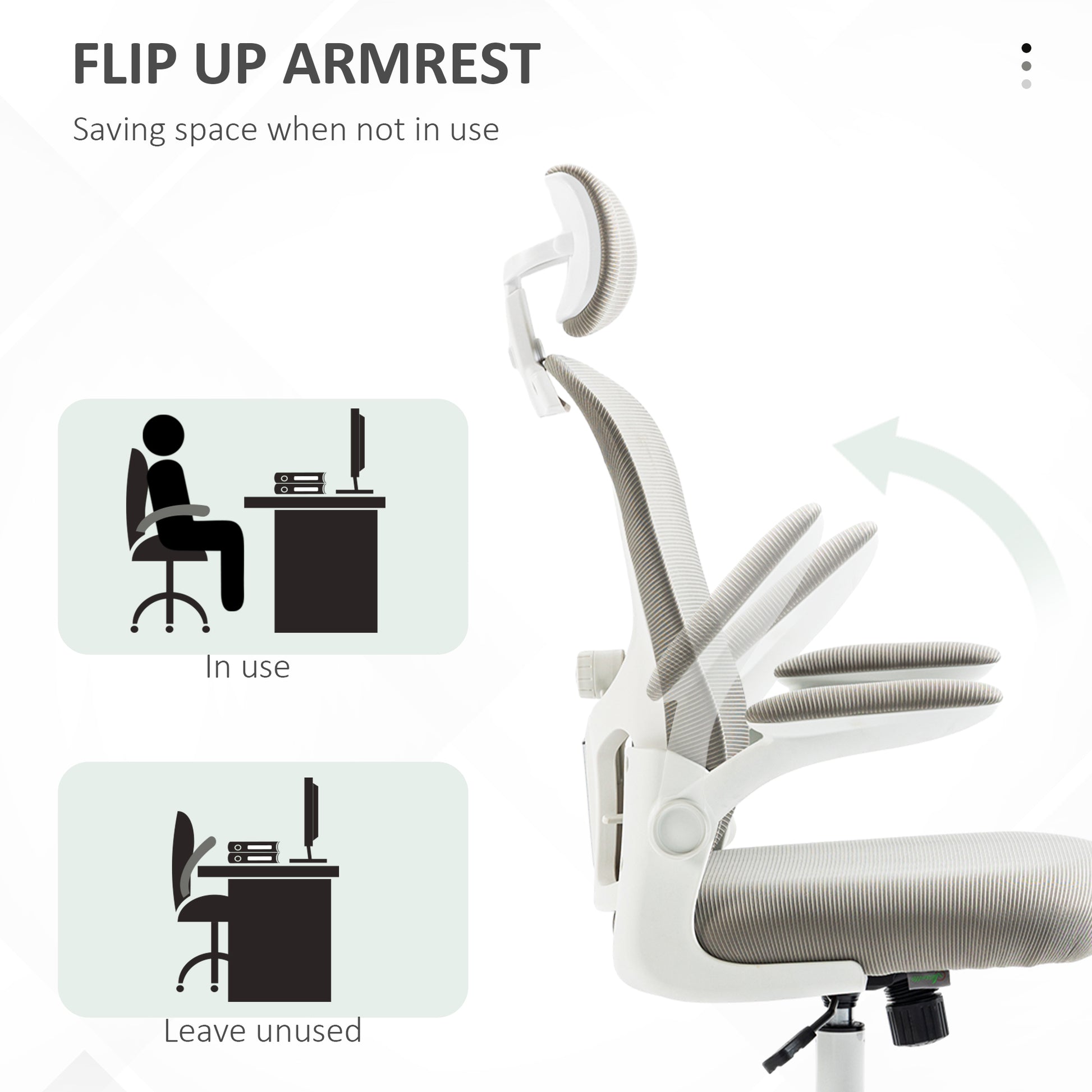 Mesh Office Chair - Grey with 4D Lumbar Support-Office Products > Office Furniture > Office Chairs > Task Chairs-DECOROLALA