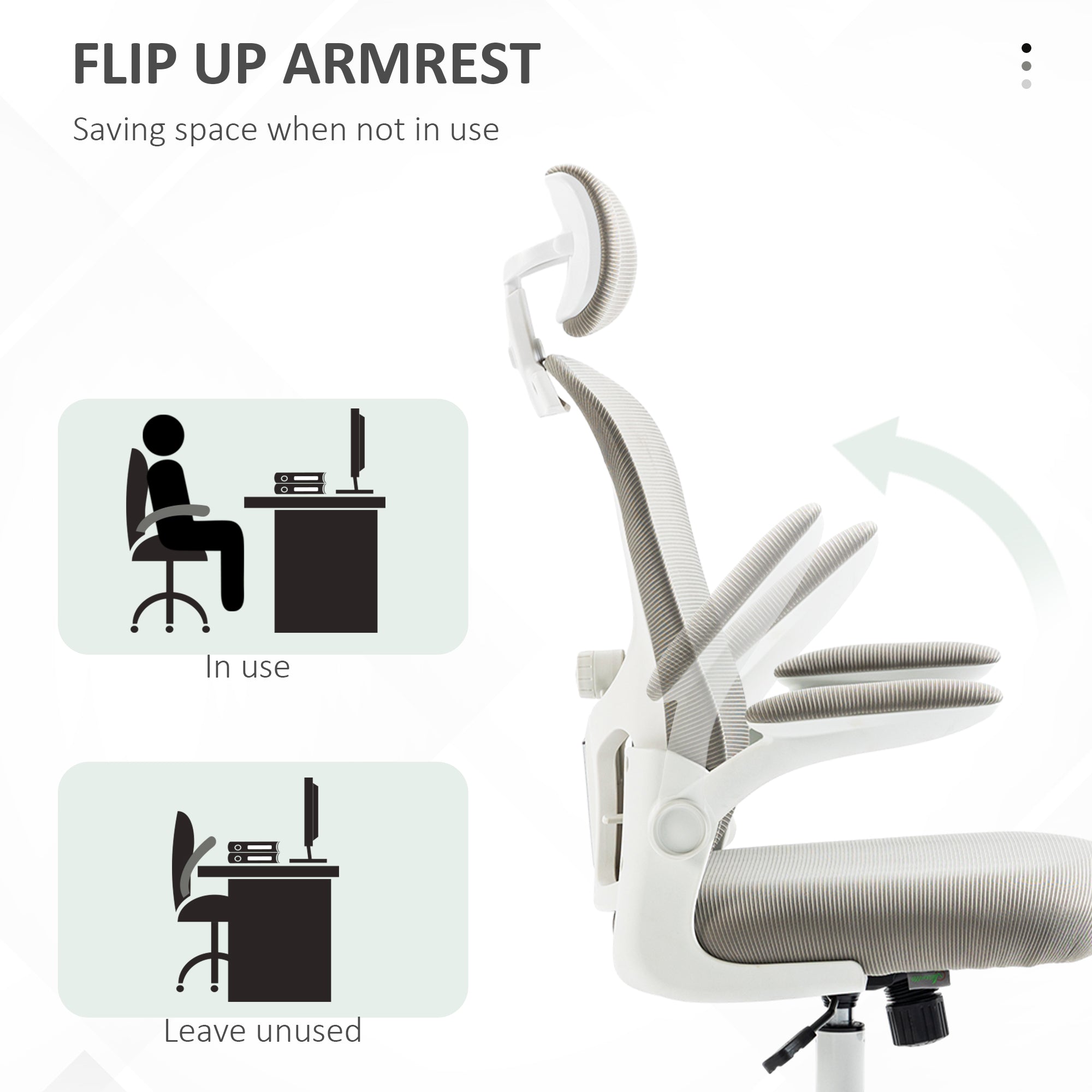 Mesh Office Chair - Grey with 4D Lumbar Support-Office Products > Office Furniture > Office Chairs > Task Chairs-DECOROLALA