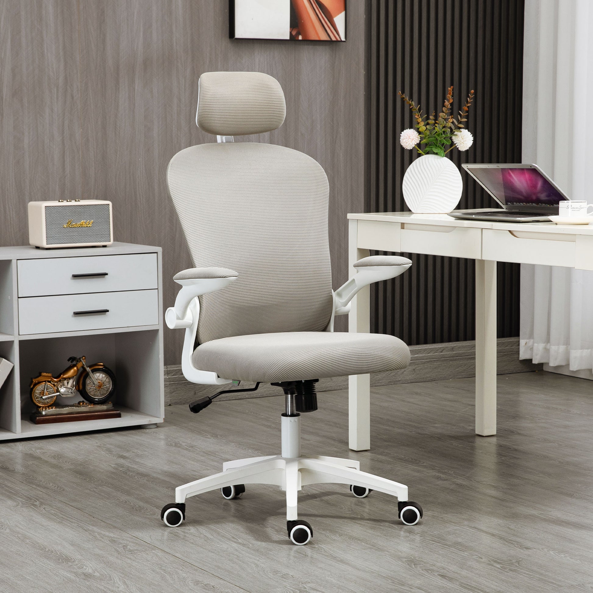 Mesh Office Chair - Grey with 4D Lumbar Support-Office Products > Office Furniture > Office Chairs > Task Chairs-DECOROLALA