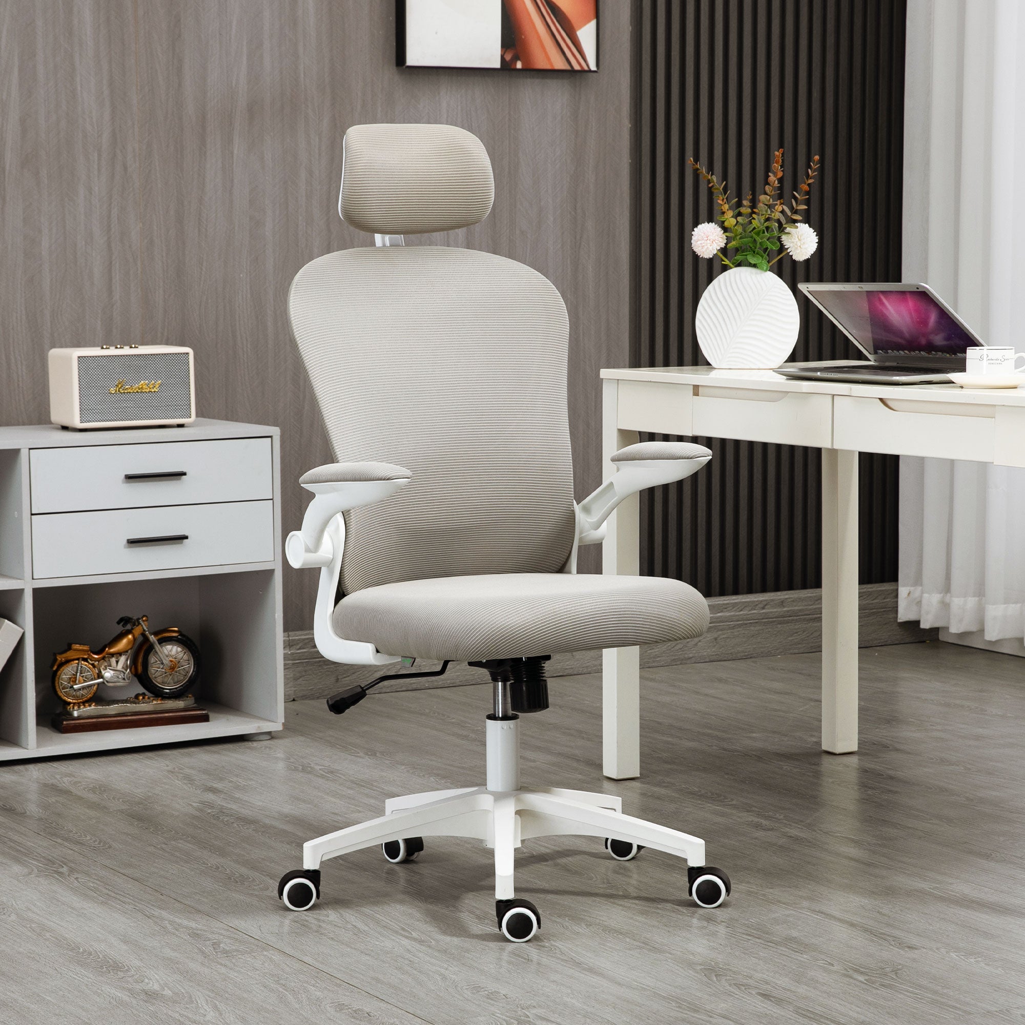 Mesh Office Chair - Grey with 4D Lumbar Support-Office Products > Office Furniture > Office Chairs > Task Chairs-DECOROLALA