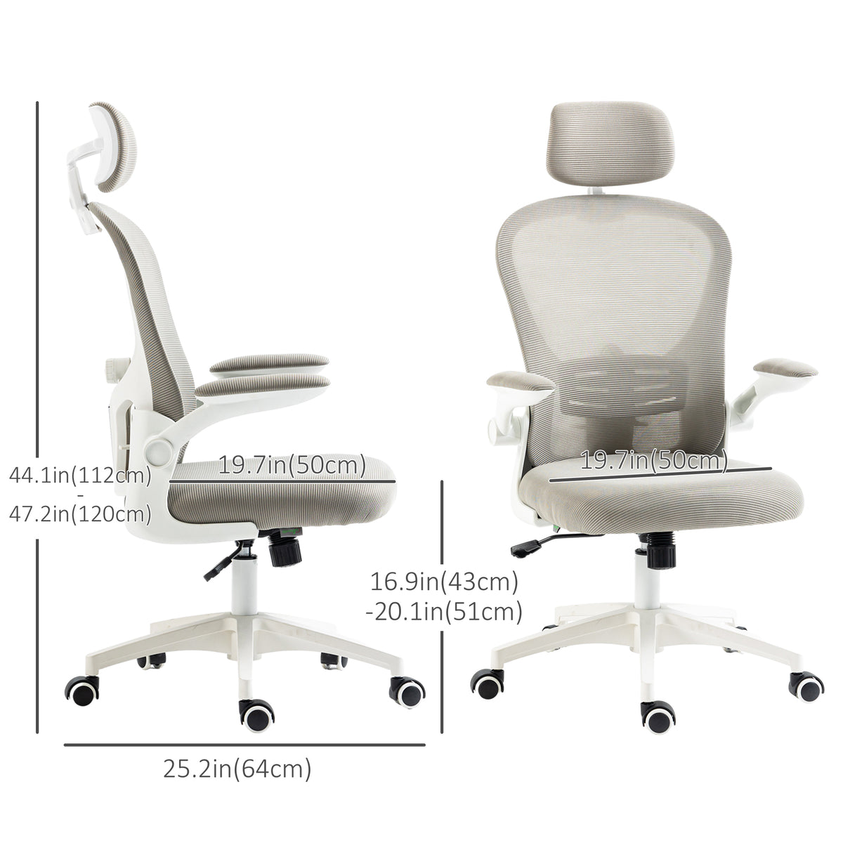 Mesh Office Chair - Grey with 4D Lumbar Support-Task Chairs-DECOROLALA