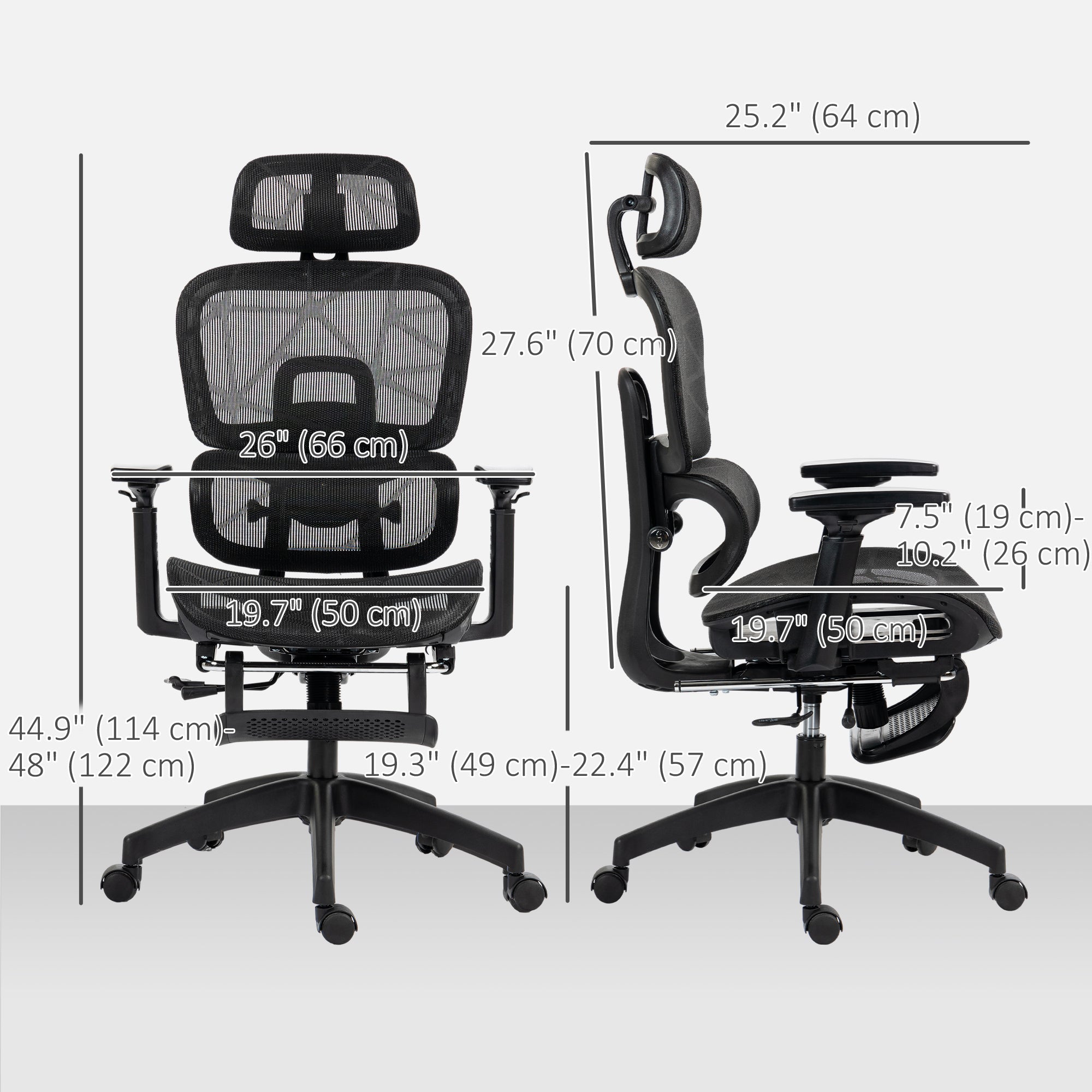Mesh Office Chair - High Back Ergonomic Desk Chair Black-Office Products > Office Furniture > Office Chairs > Task Chairs-DECOROLALA