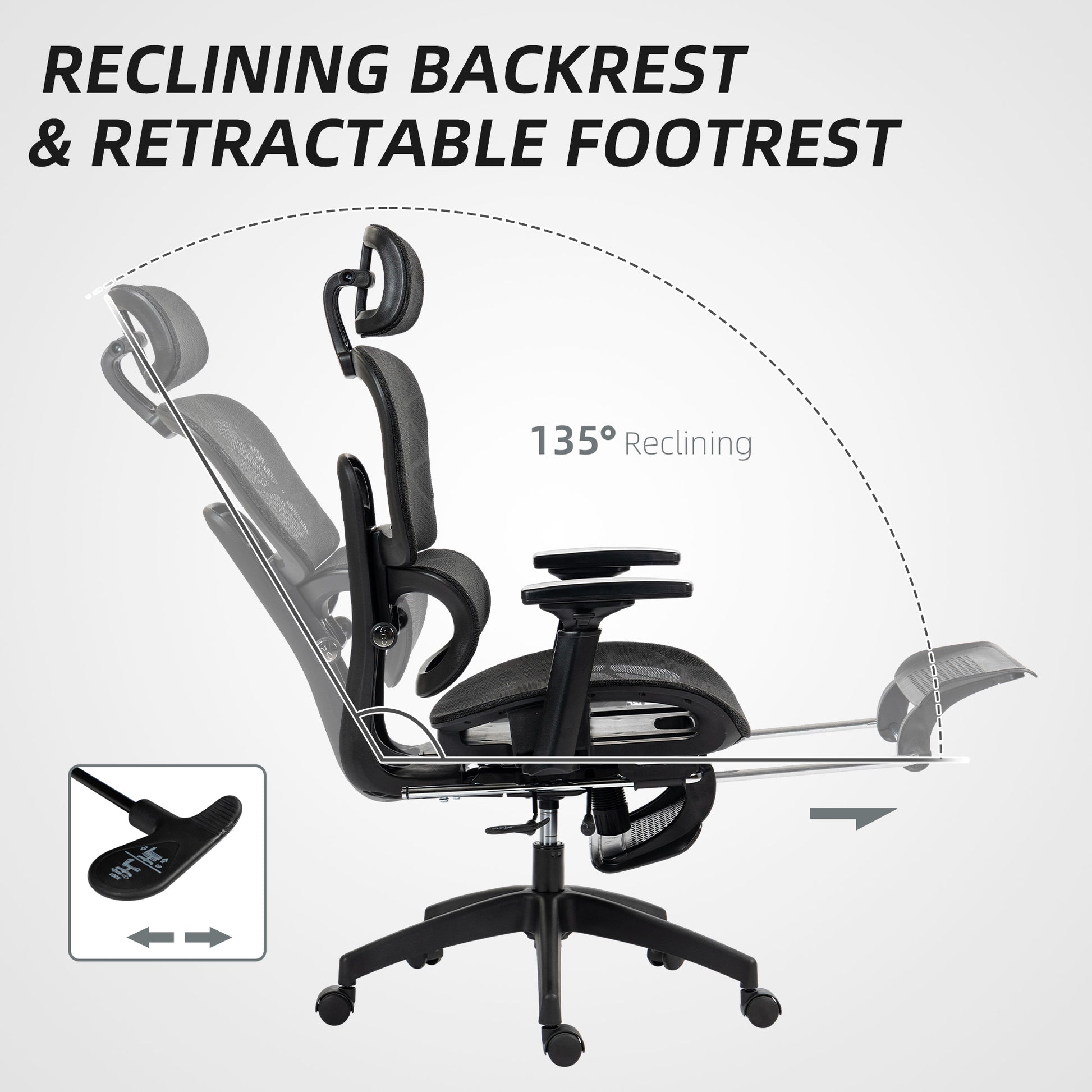 Mesh Office Chair - High Back Ergonomic Desk Chair Black-Office Products > Office Furniture > Office Chairs > Task Chairs-DECOROLALA