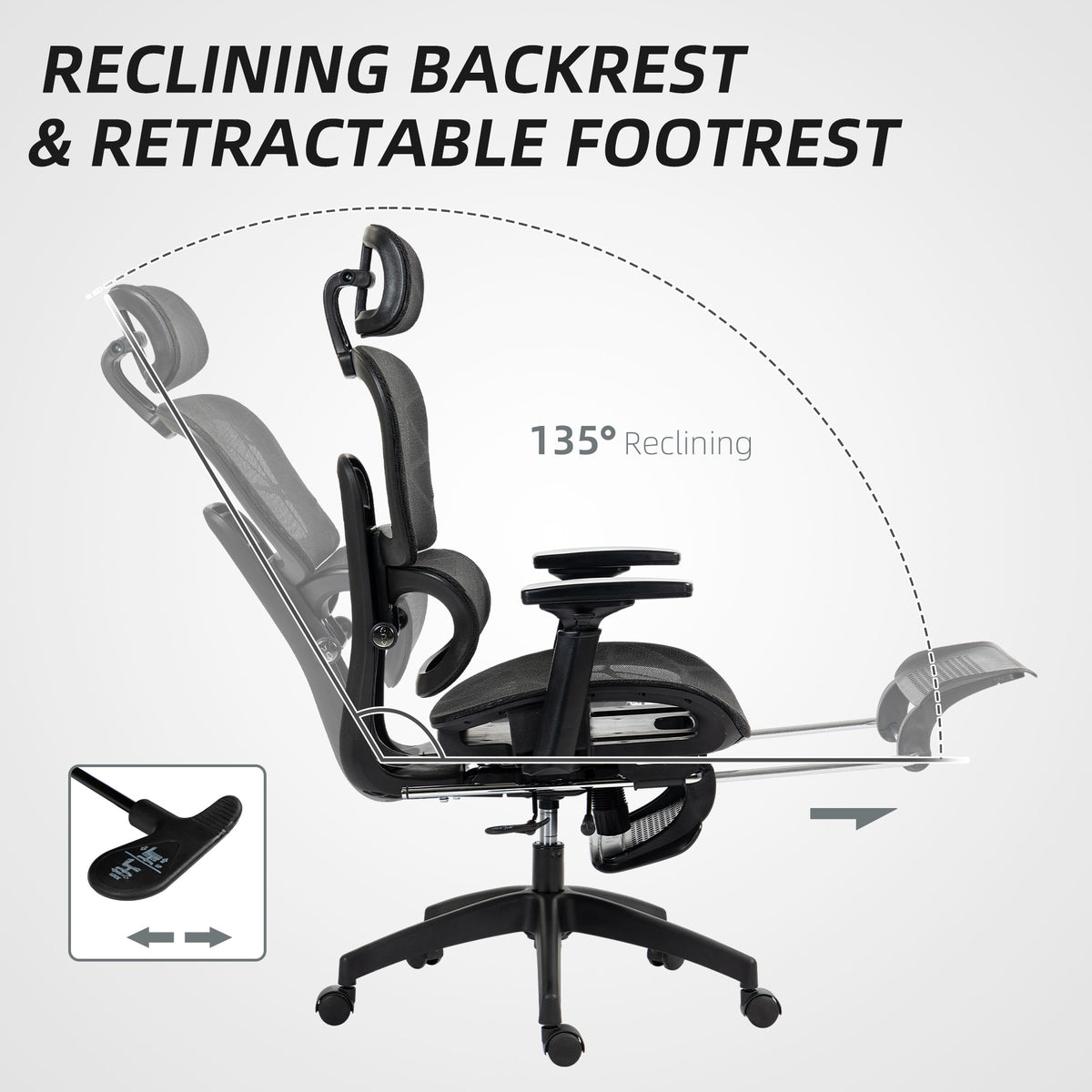 Mesh Office Chair - High Back Ergonomic Desk Chair Black-Office Products > Office Furniture > Office Chairs > Task Chairs-DECOROLALA
