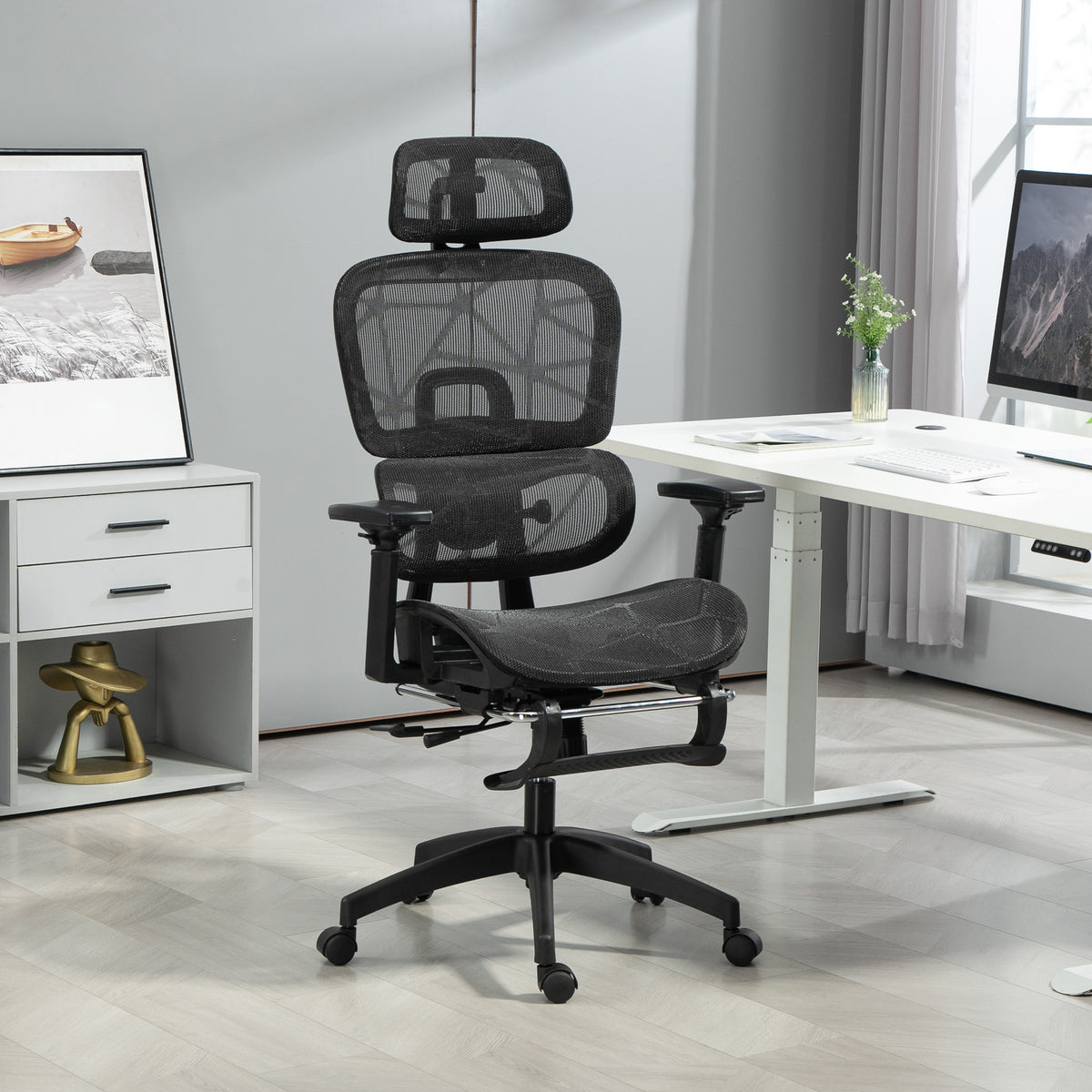 Mesh Office Chair - High Back Ergonomic Desk Chair Black-Office Products > Office Furniture > Office Chairs > Task Chairs-DECOROLALA