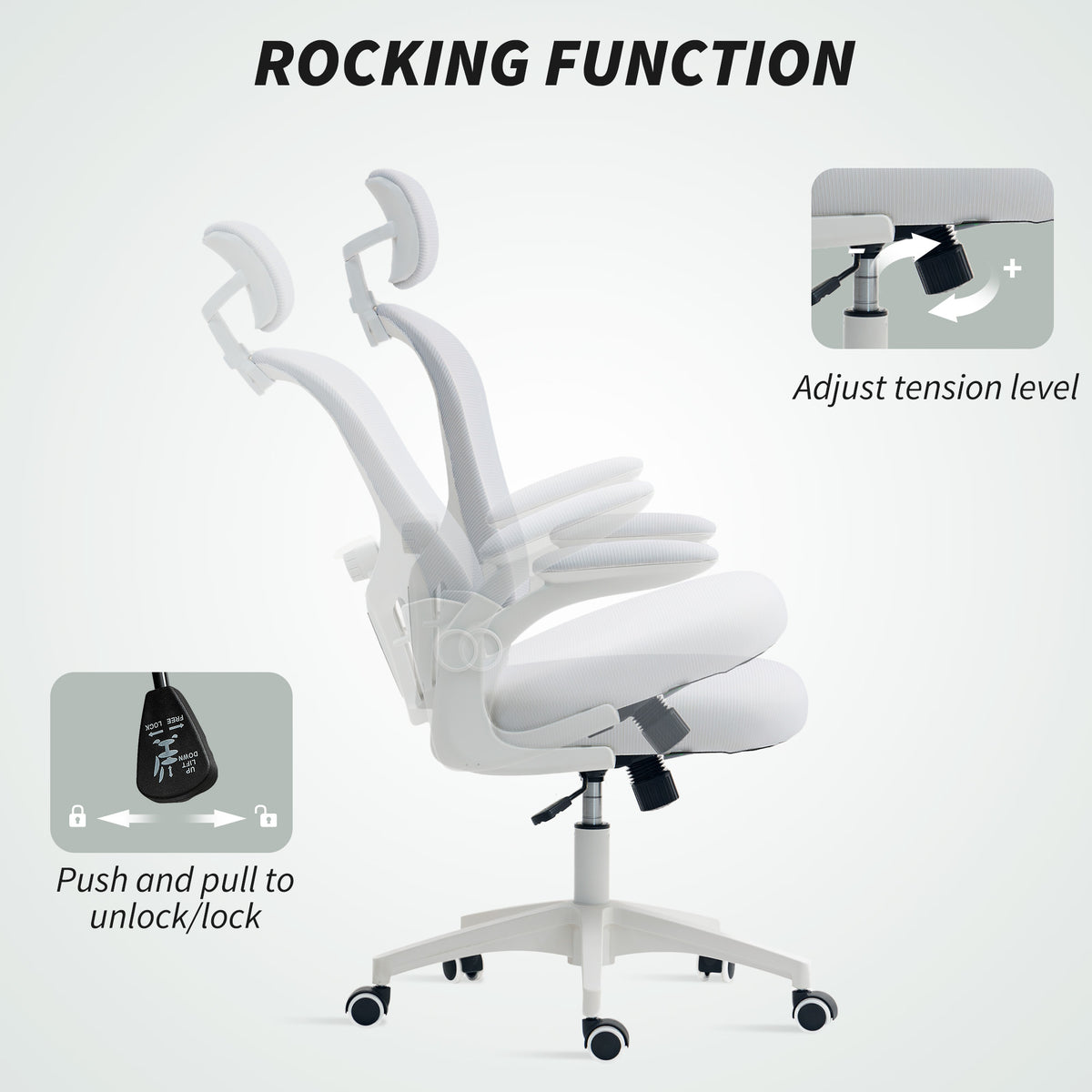 Mesh Office Chair with 4D Lumbar Support - White-Office Products > Office Furniture > Office Chairs-DECOROLALA