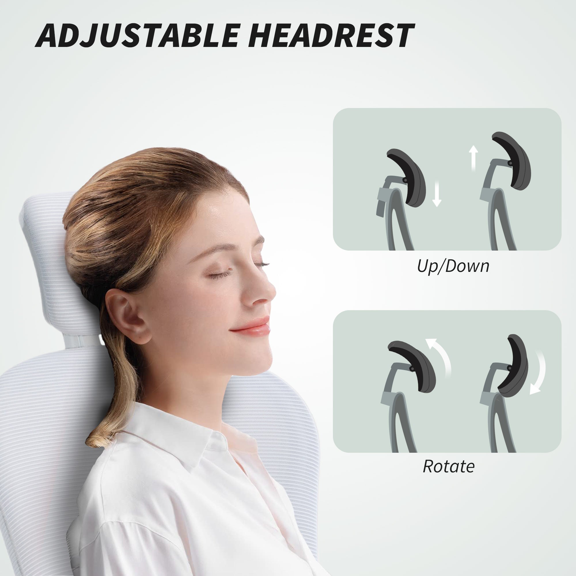 Mesh Office Chair with 4D Lumbar Support - White-Office Products > Office Furniture > Office Chairs-DECOROLALA