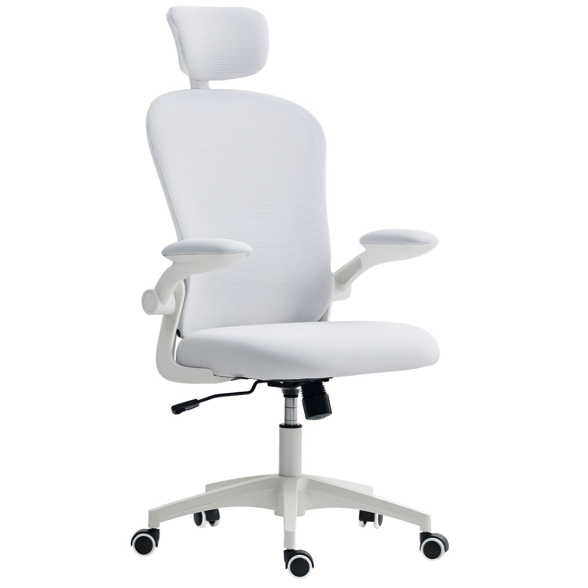 Mesh Office Chair with 4D Lumbar Support - White-Office Products > Office Furniture > Office Chairs-DECOROLALA