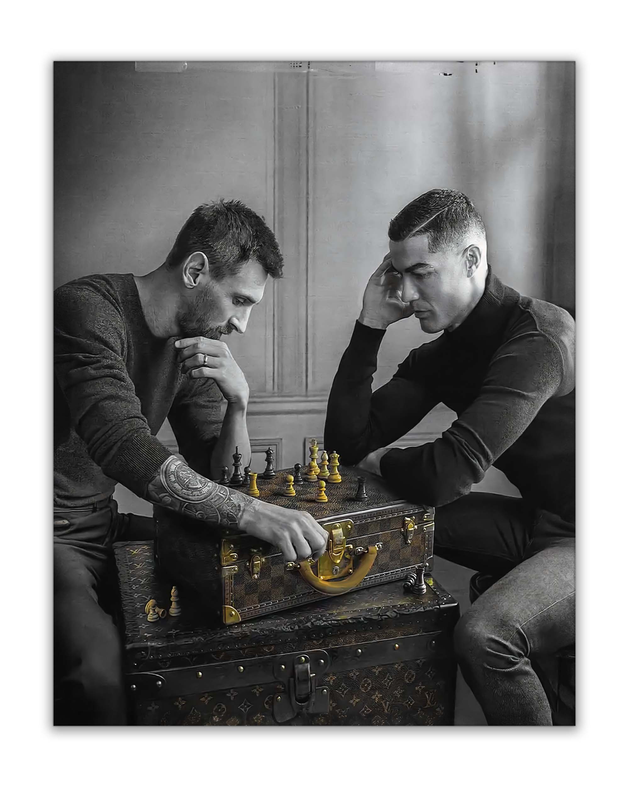 Messi and Ronaldo Canvas Print 48X36 Inches-Canvas Print-DECOROLALA