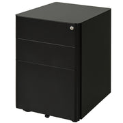 Metal 3-Drawer File Cabinet, Black with Wheels for A4, Legal Files-DECOROLALA